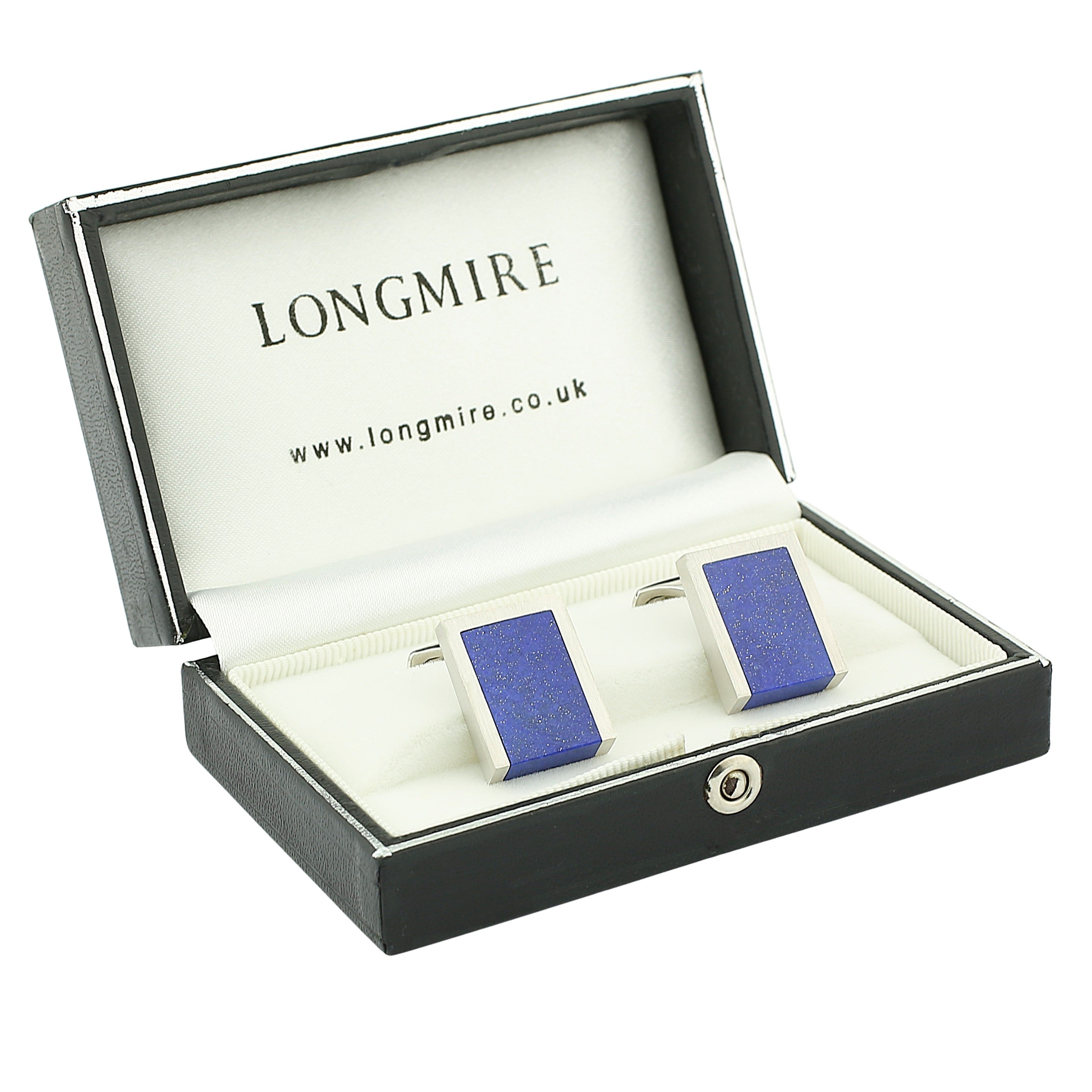 lapis lazuli WEDGE 18ct WHITE GOLD CUFFLINKS - boxed
