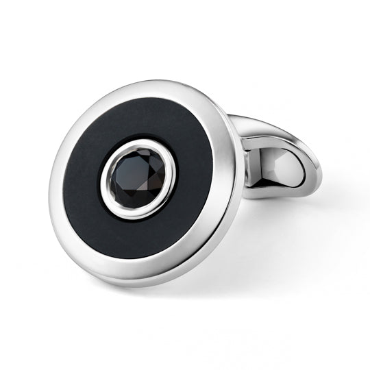 black diamond circular 18k white gold cufflinks - main