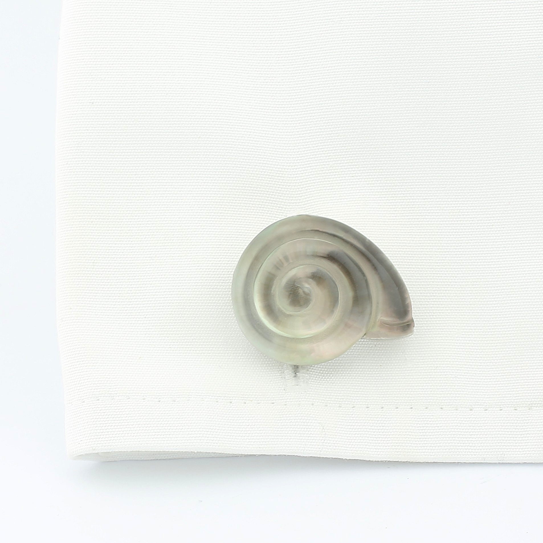 snail rock crystal mother of pearl 18ct white gold cufflinks - cuff