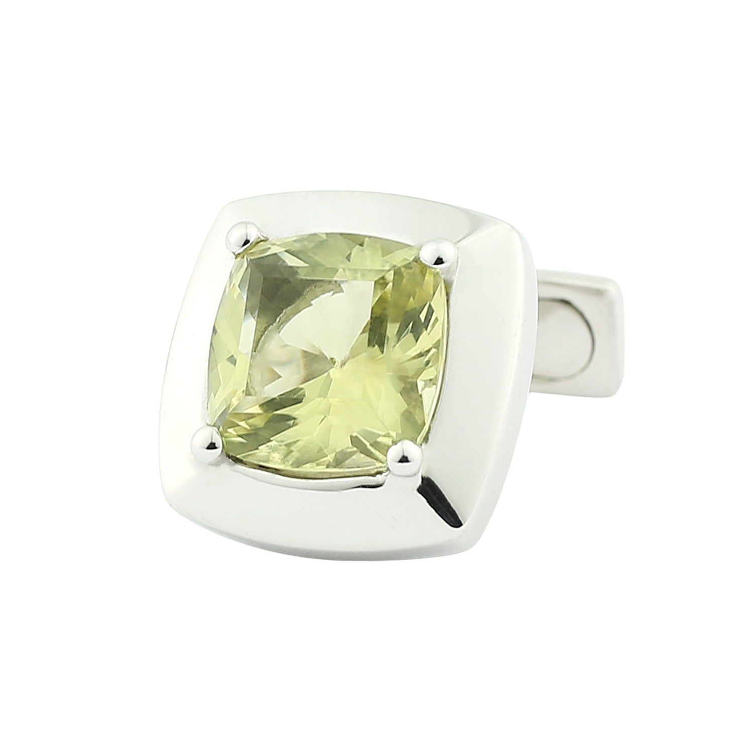 lemon citrine square 18ct white gold cufflinks - main