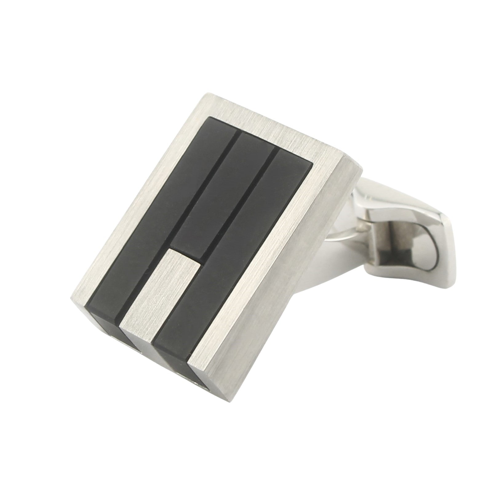 ONYX WEDGE - WITH INSET 18ct WHITE GOLD CUFFLINKS - main