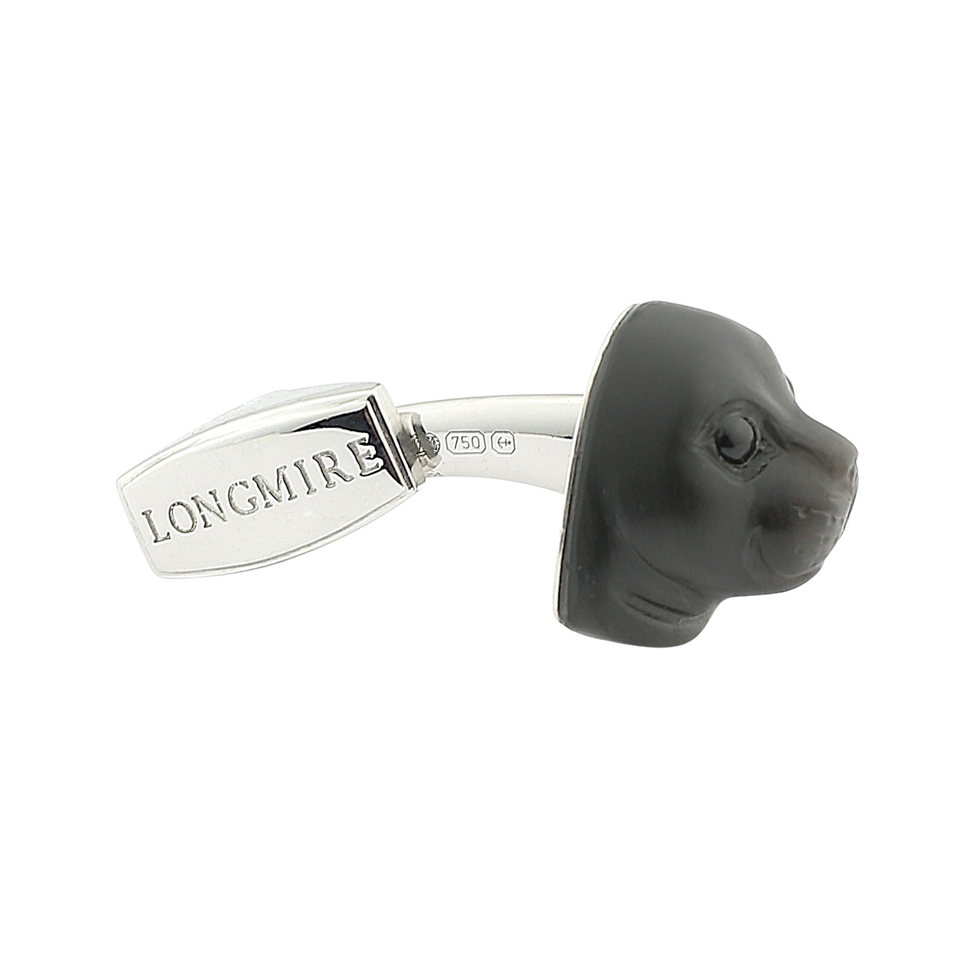 seal obsidian 18ct white gold cufflinks - side