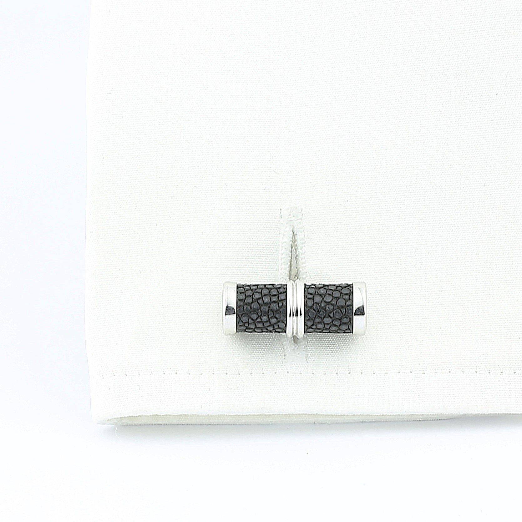 black stingray baton 18ct white gold cufflinks - cuff
