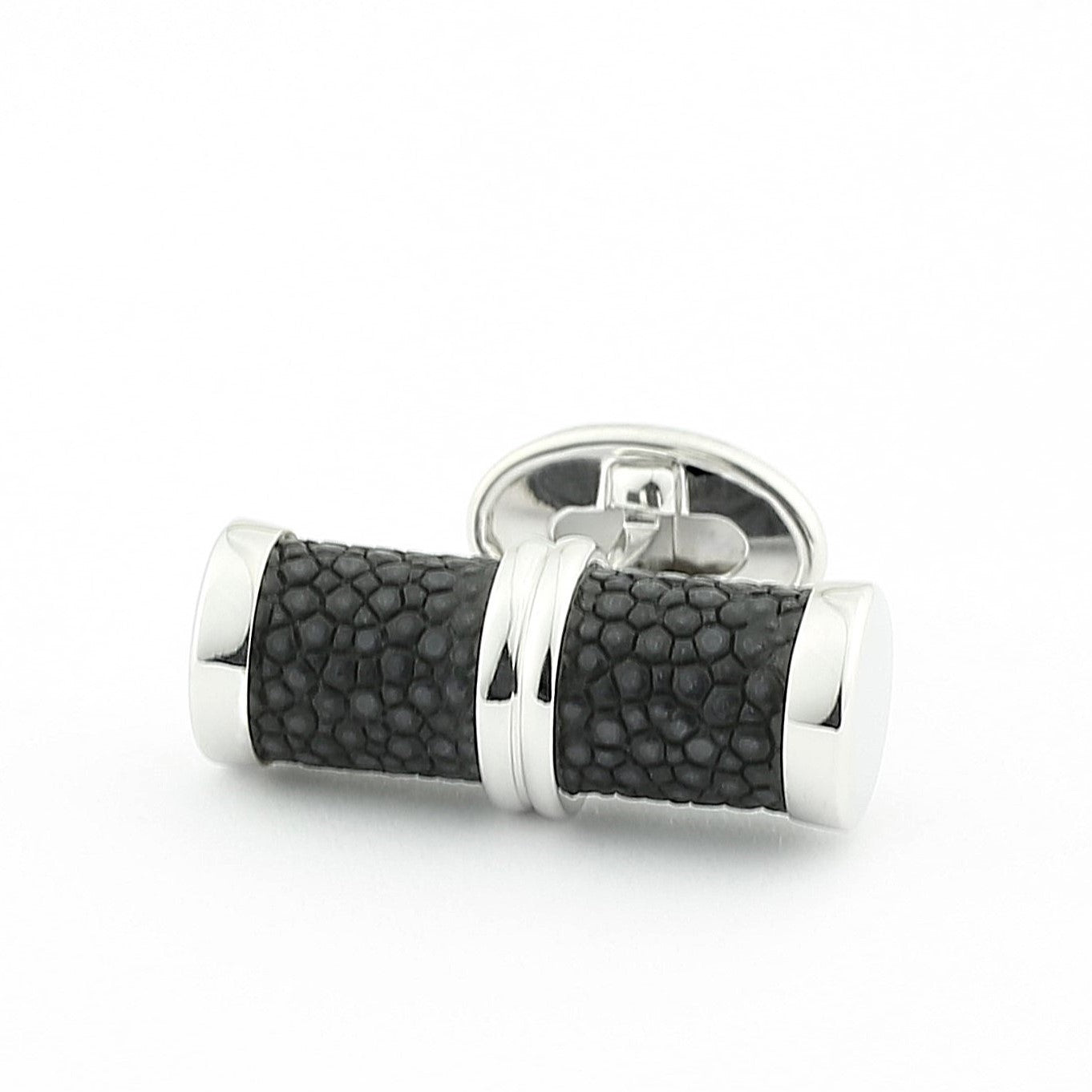 black stingray baton 18ct white gold cufflinks - main