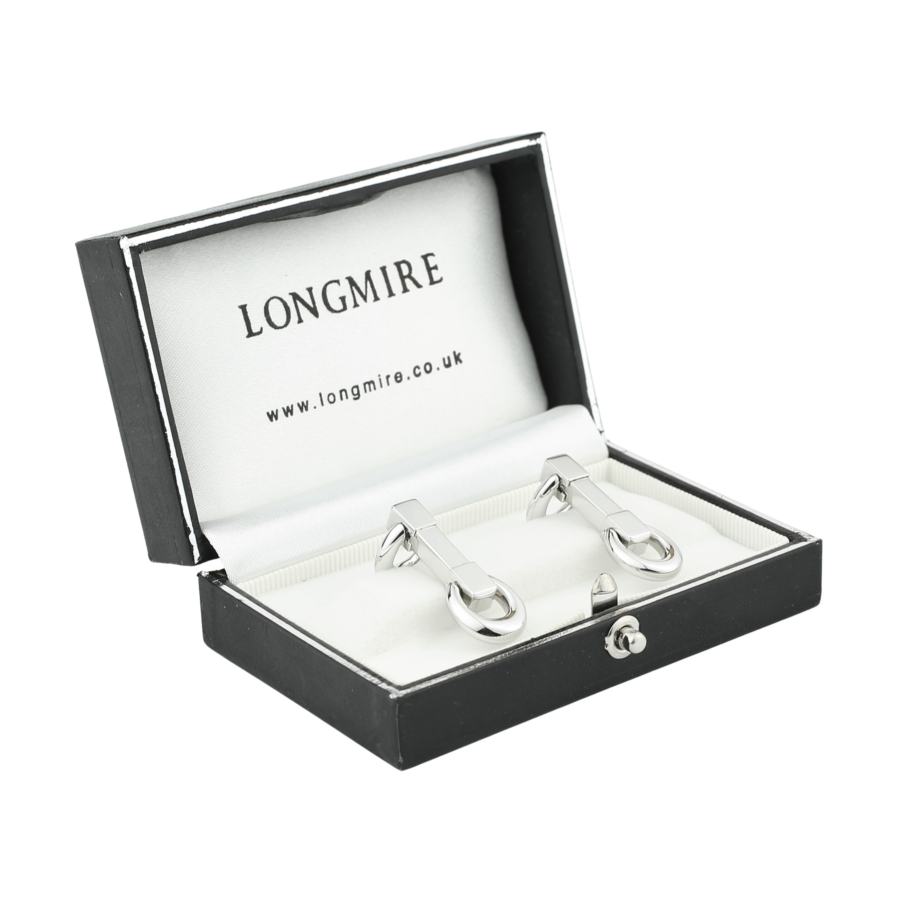 oval SNAFFLE 18ct WHITE GOLD CUFFLINKS - boxed