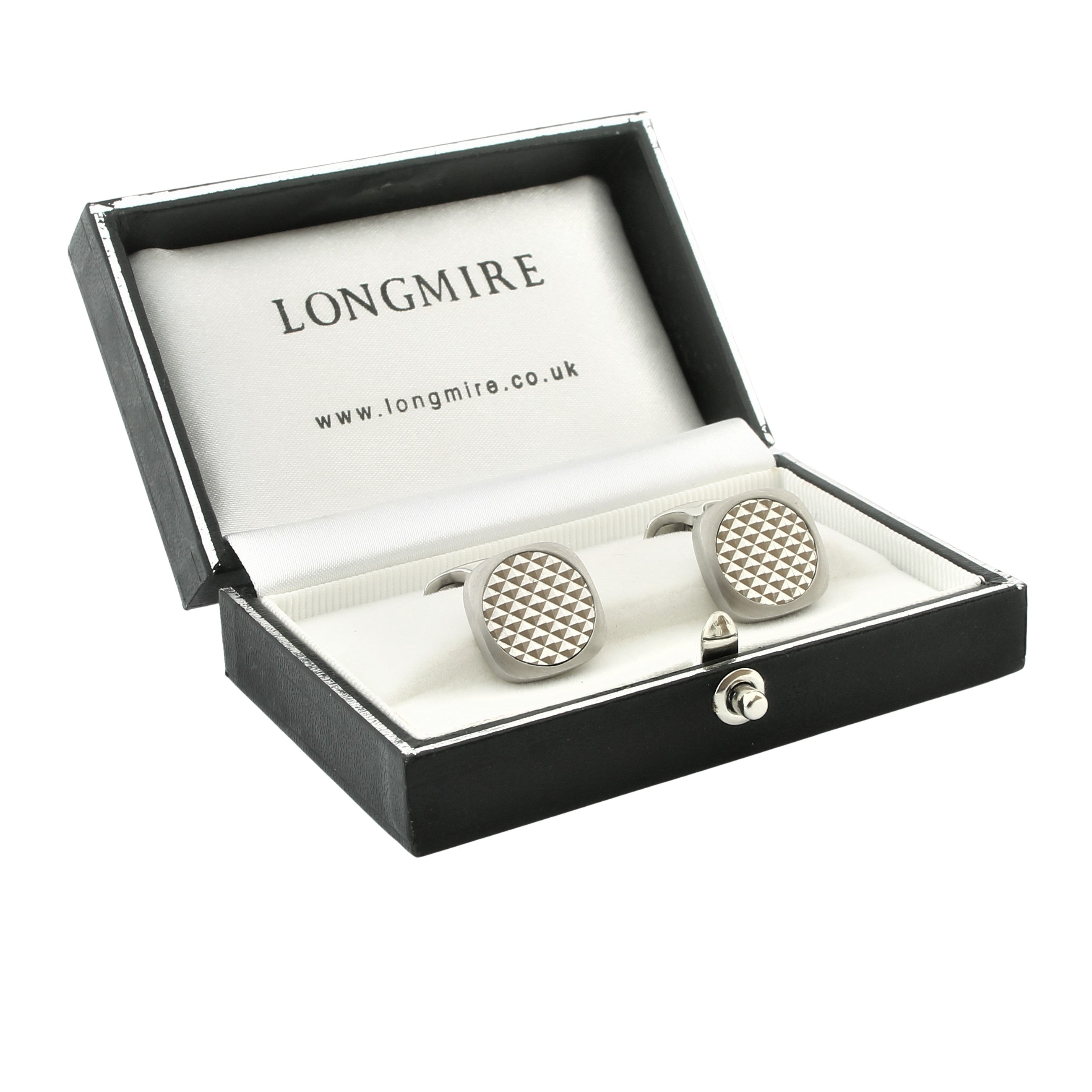 WHITE GOLD PIXEL 18ct WHITE GOLD CUFFLINKS - boxed