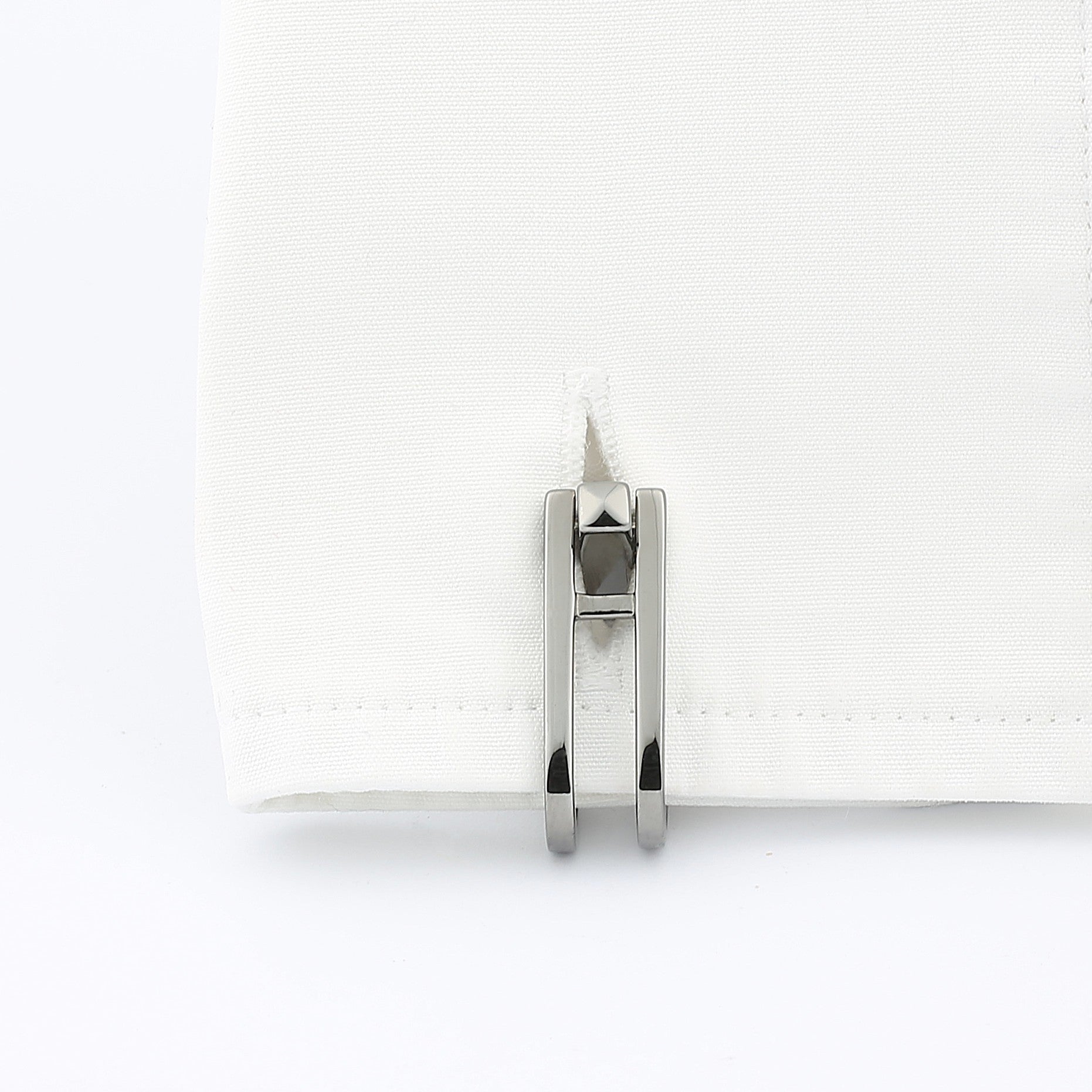 double stirrup black rhodium plated 18ct white gold cufflinks - cuff