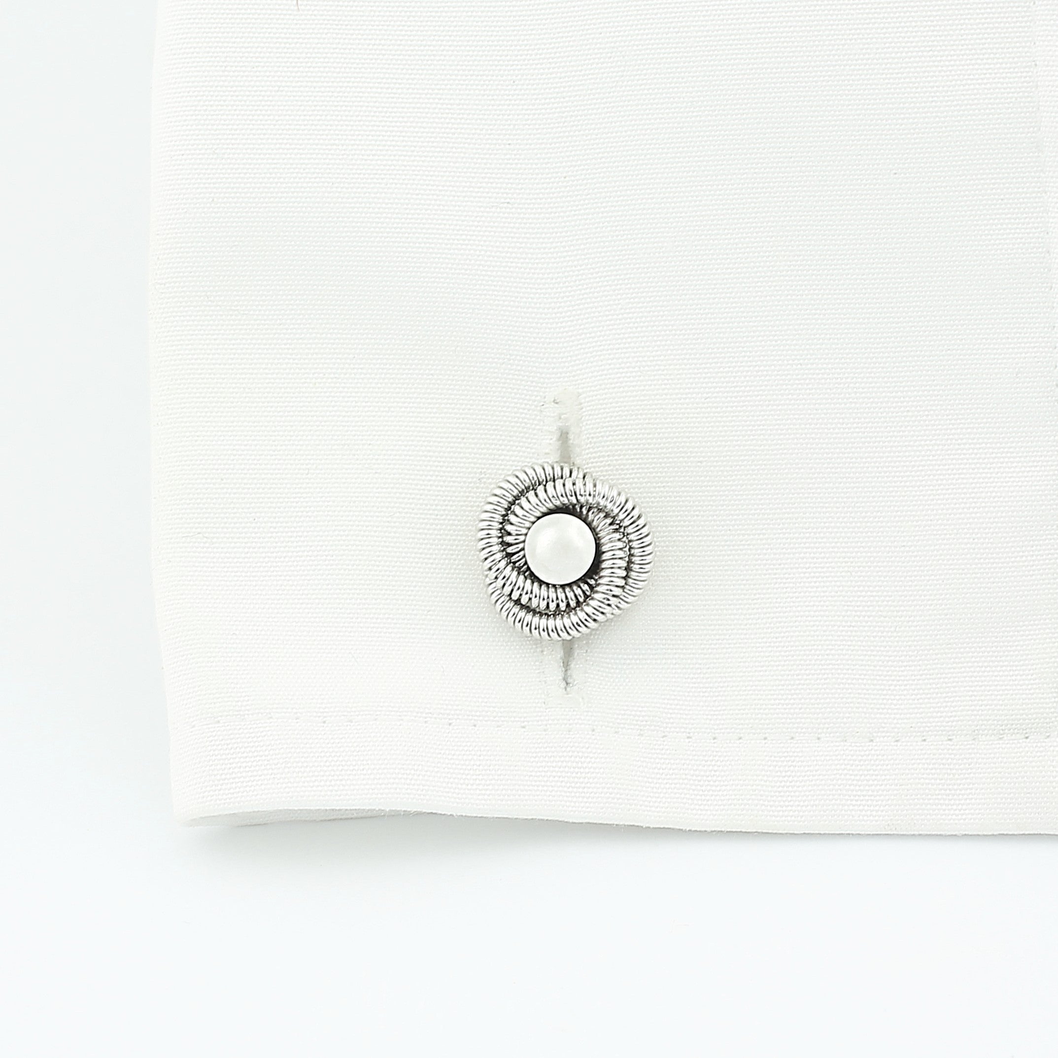 coiled wire knot platinum cufflinks - cuff