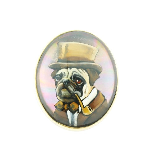 gentleman pug dog 14ct yellow gold cufflinks - main