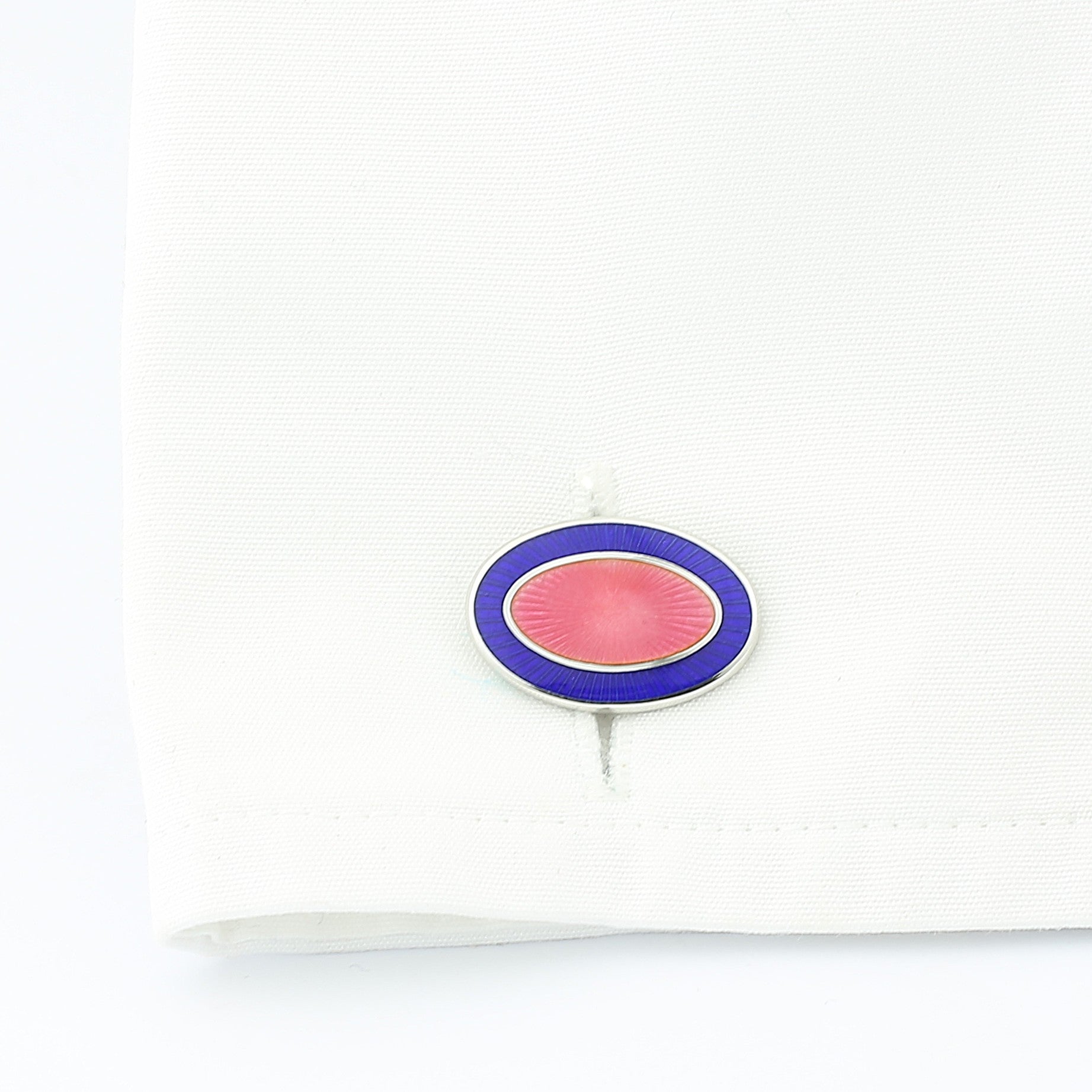 double oval pale blue/pink 9ct white gold cufflinks - cuff