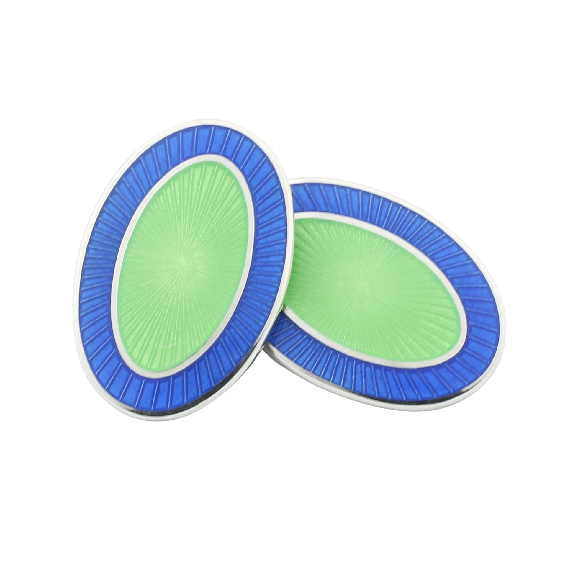 double oval pale blue/pale green 9ct white gold cufflinks - main