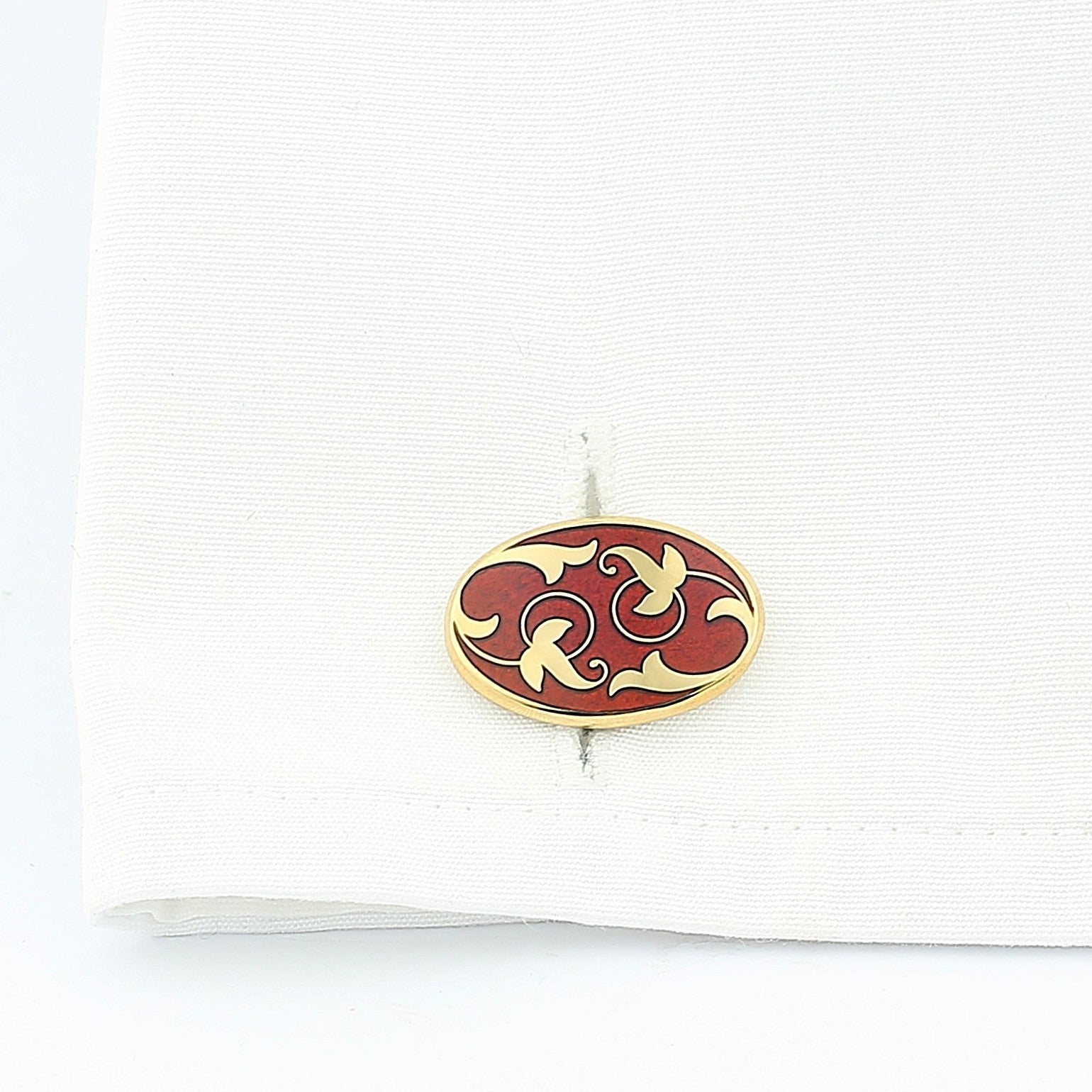 burnt russet ivy 9ct yellow gold cufflinks - cuff