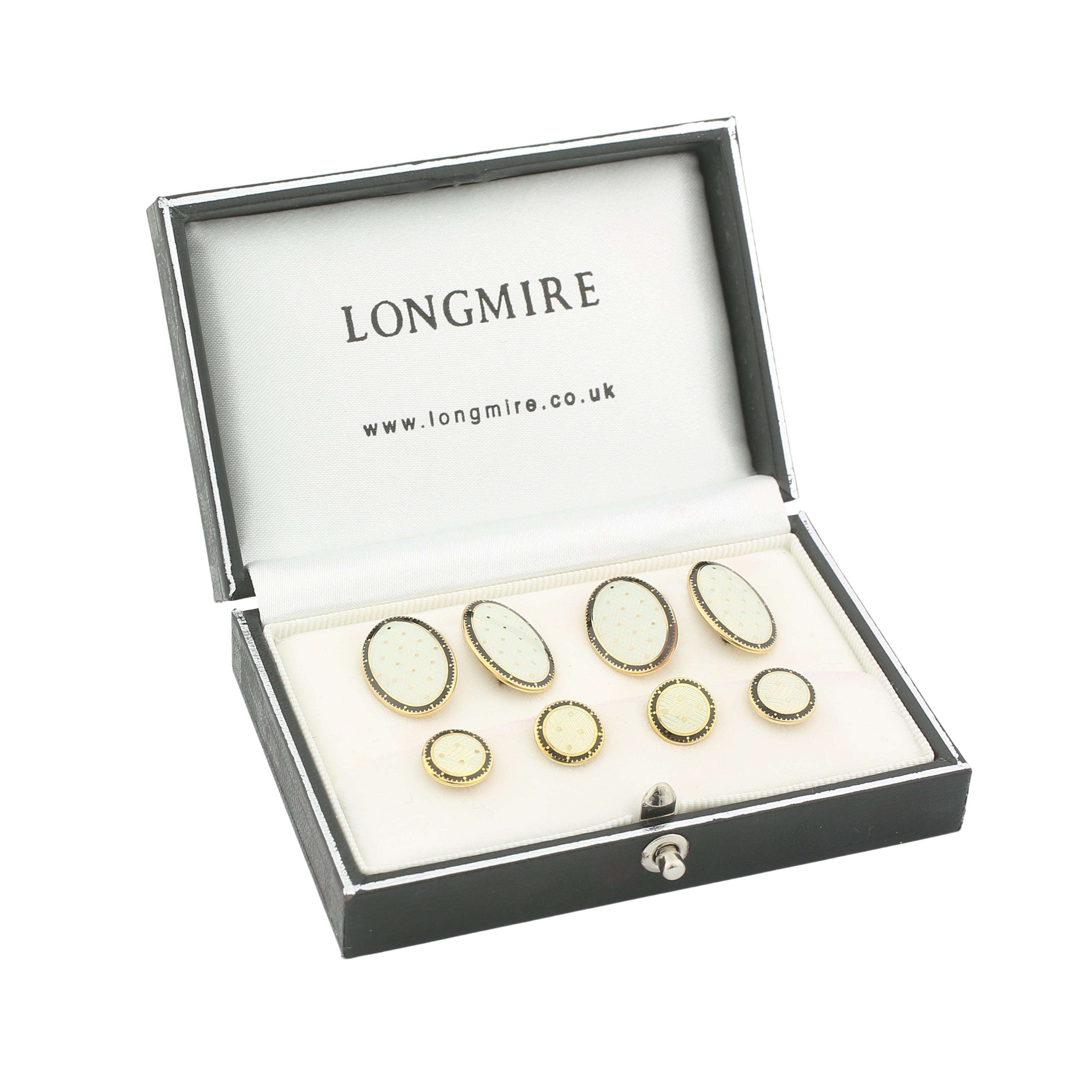 basket weave dress set black/white enamel 9ct gold - main