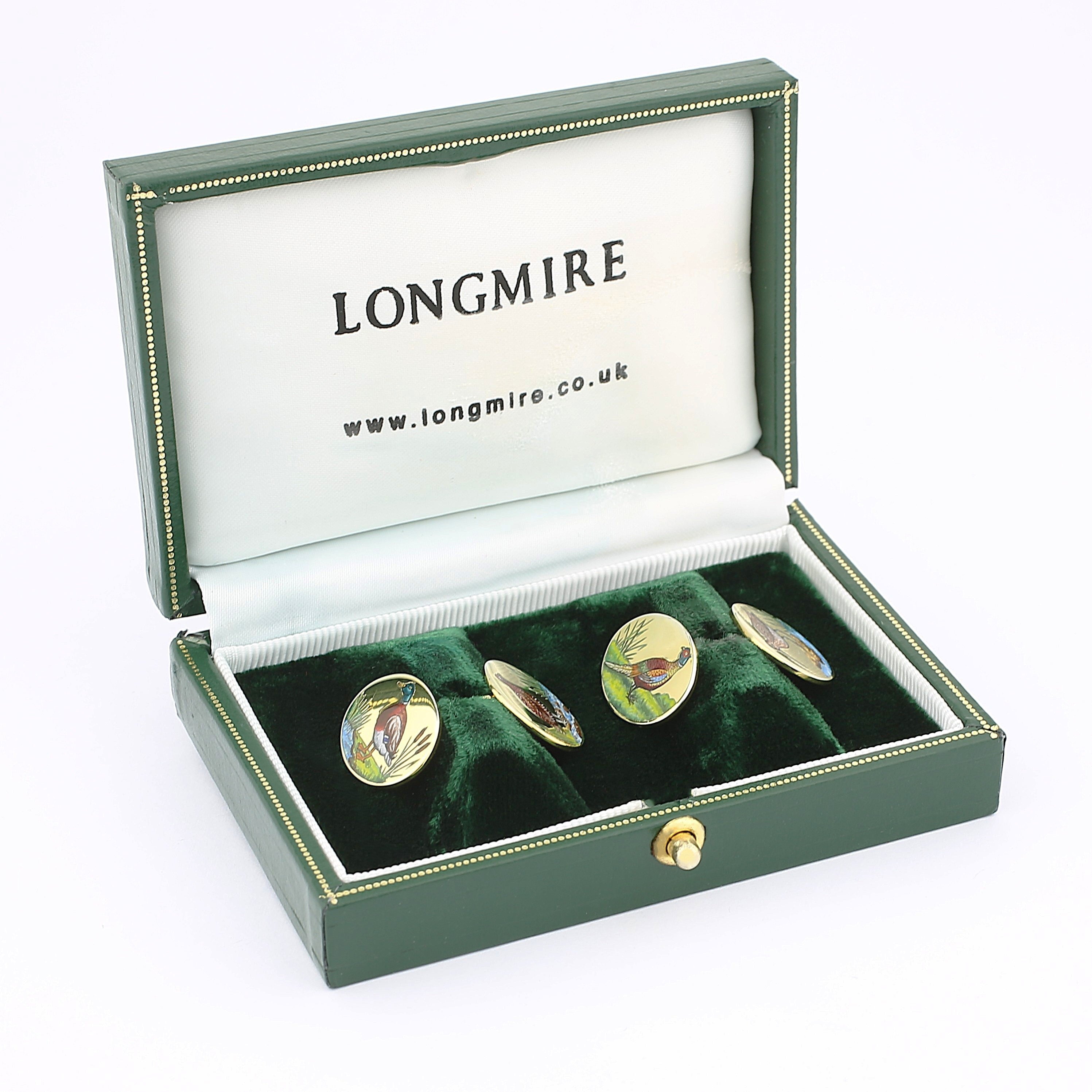 GAMEBIRDS 18ct YELLOW GOLD CUFFLINKS - boxed