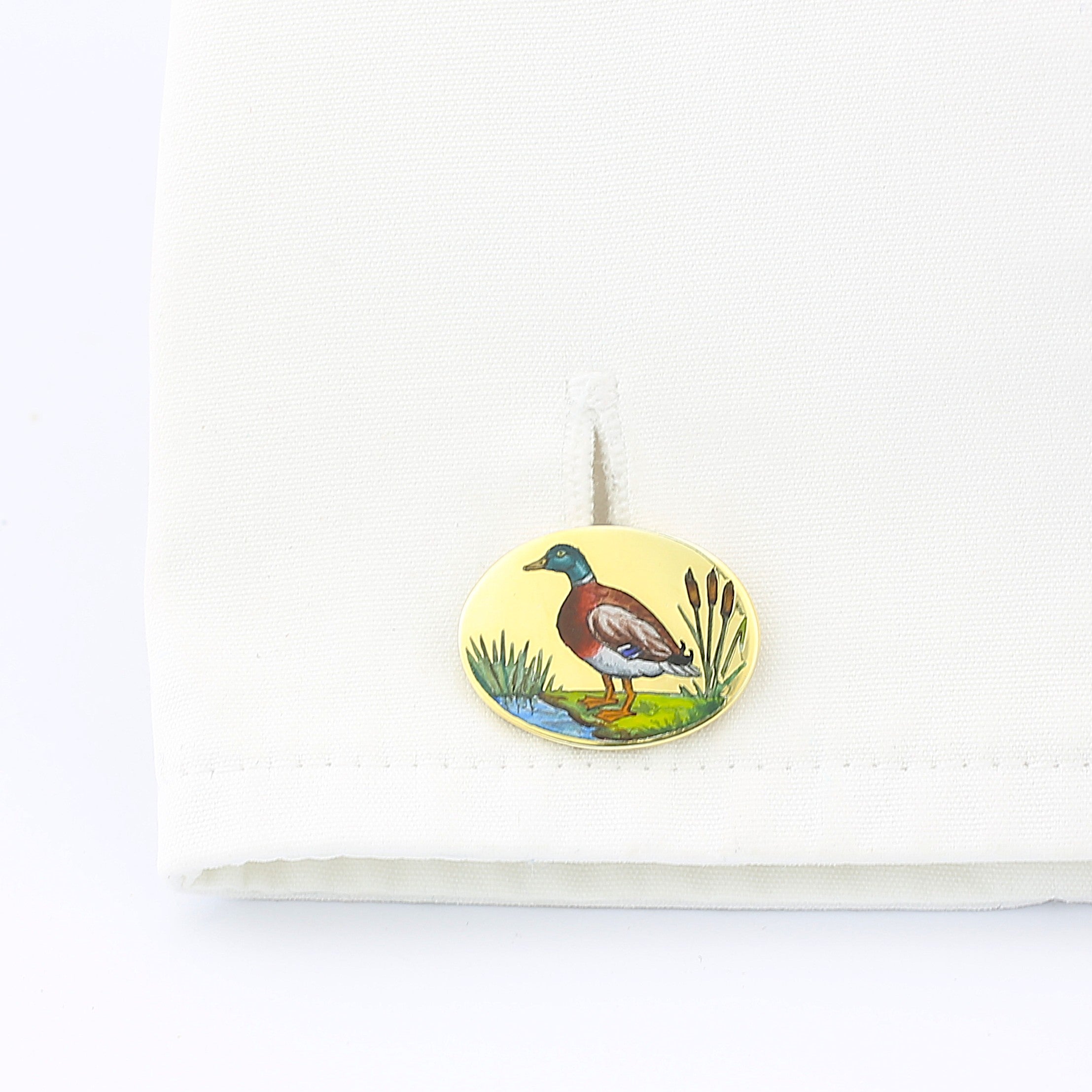 GAMEBIRDS 18ct YELLOW GOLD CUFFLINKS - mallard cuff