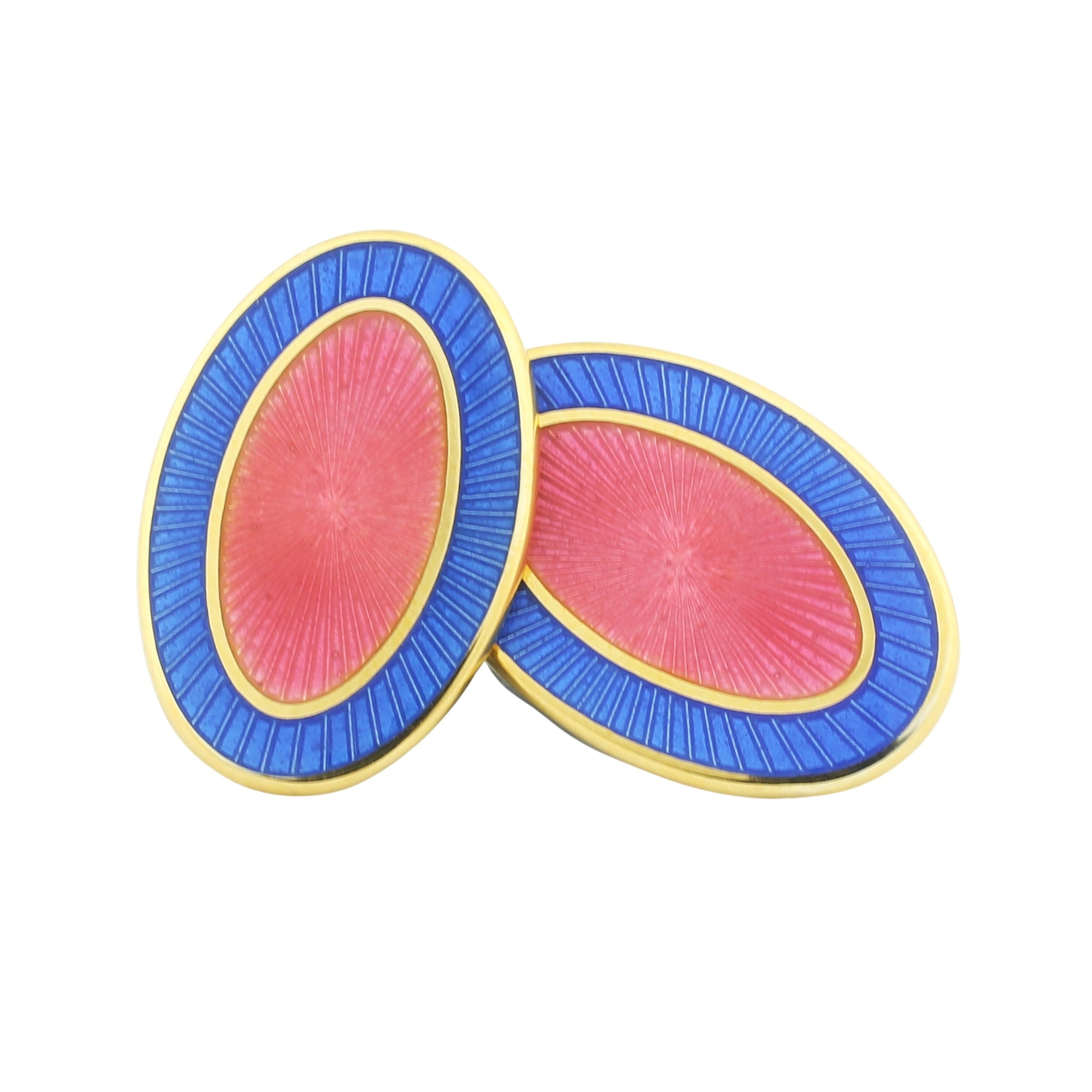 double oval blue/pink 9ct yellow gold cufflinks - main