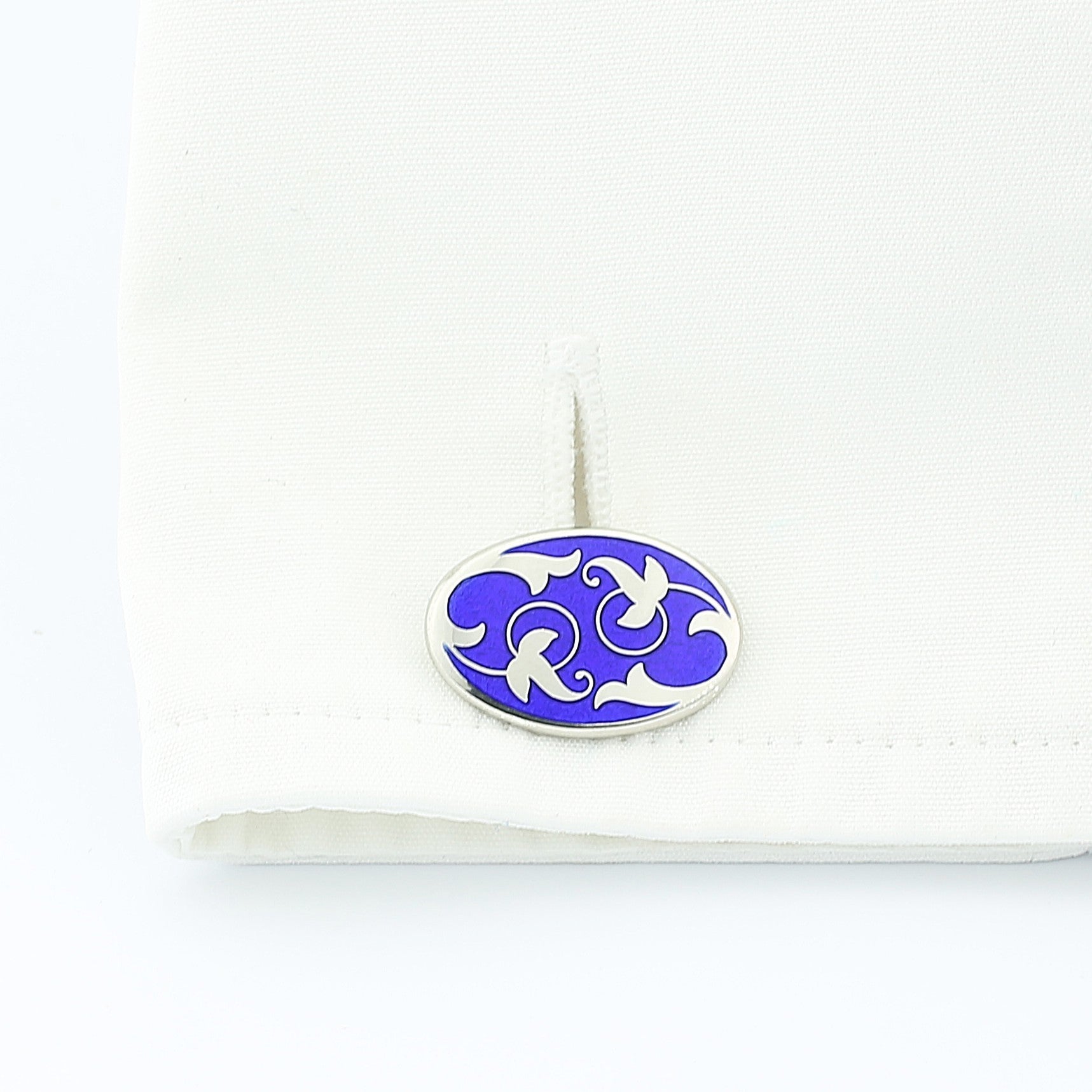 IVY BLUE ENAMEL sterling silver cufflinks - cuff