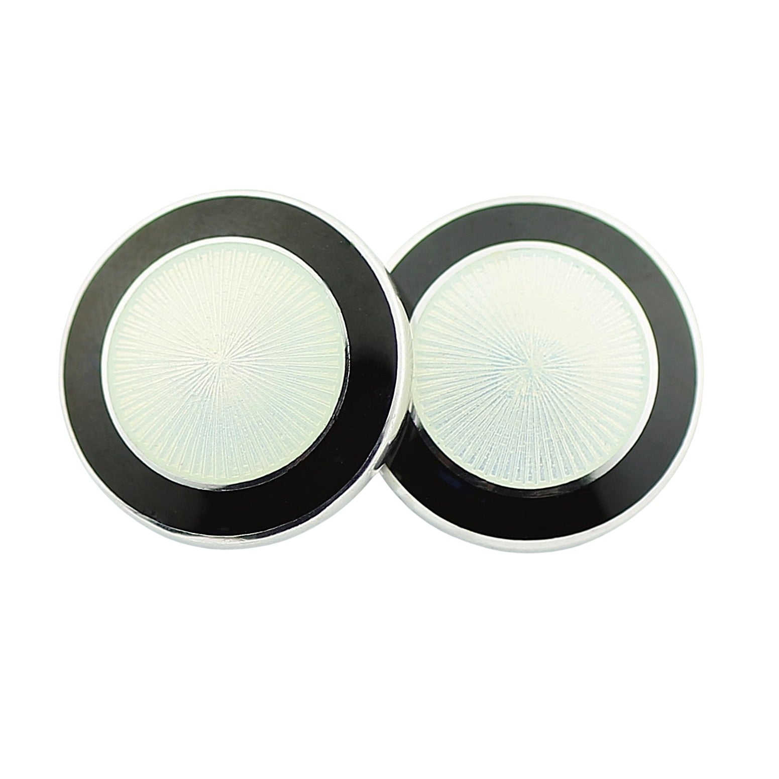 DOUBLE CIRCLE BLACK/WHITE ENAMEL sterling silver CUFFLINKS - main