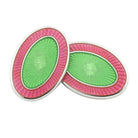 double oval salmon pink/pea green sterling silver cufflinks - main