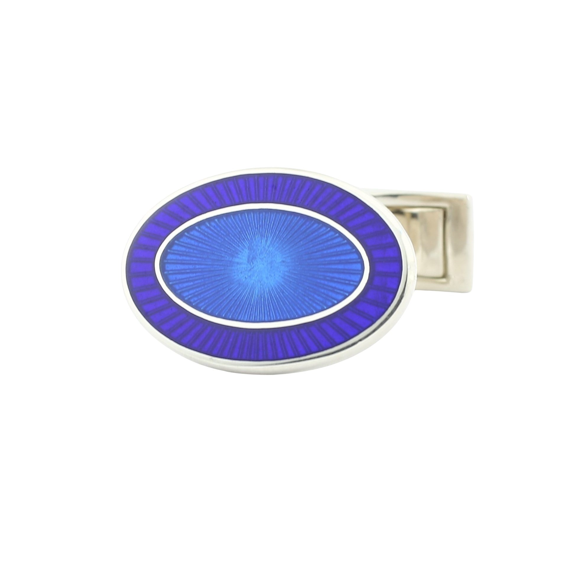 double oval blue/blue enamel sterling silver t-bar cufflinks - main