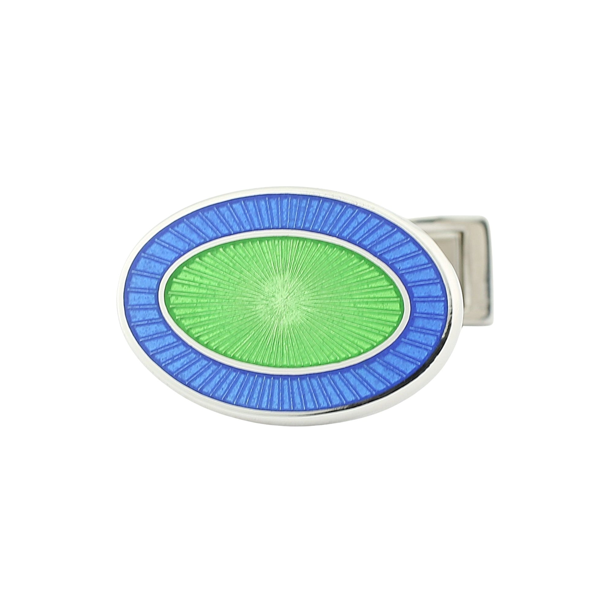 double oval pale blue/pale green enamel sterling silver t-bar cufflinks - main