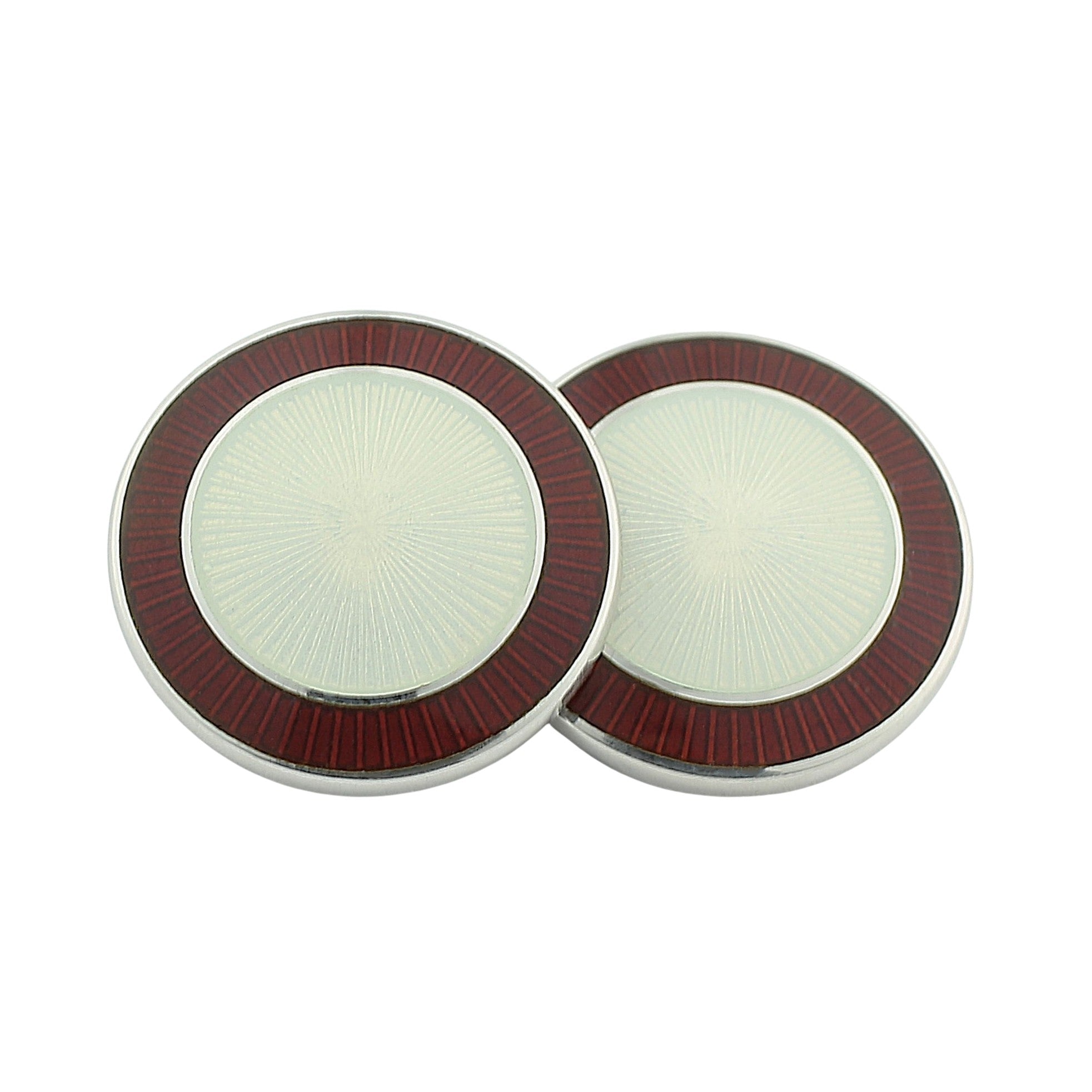 DOUBLE CIRCLE RED/WHITE ENAMEL sterling silver CUFFLINKS - main