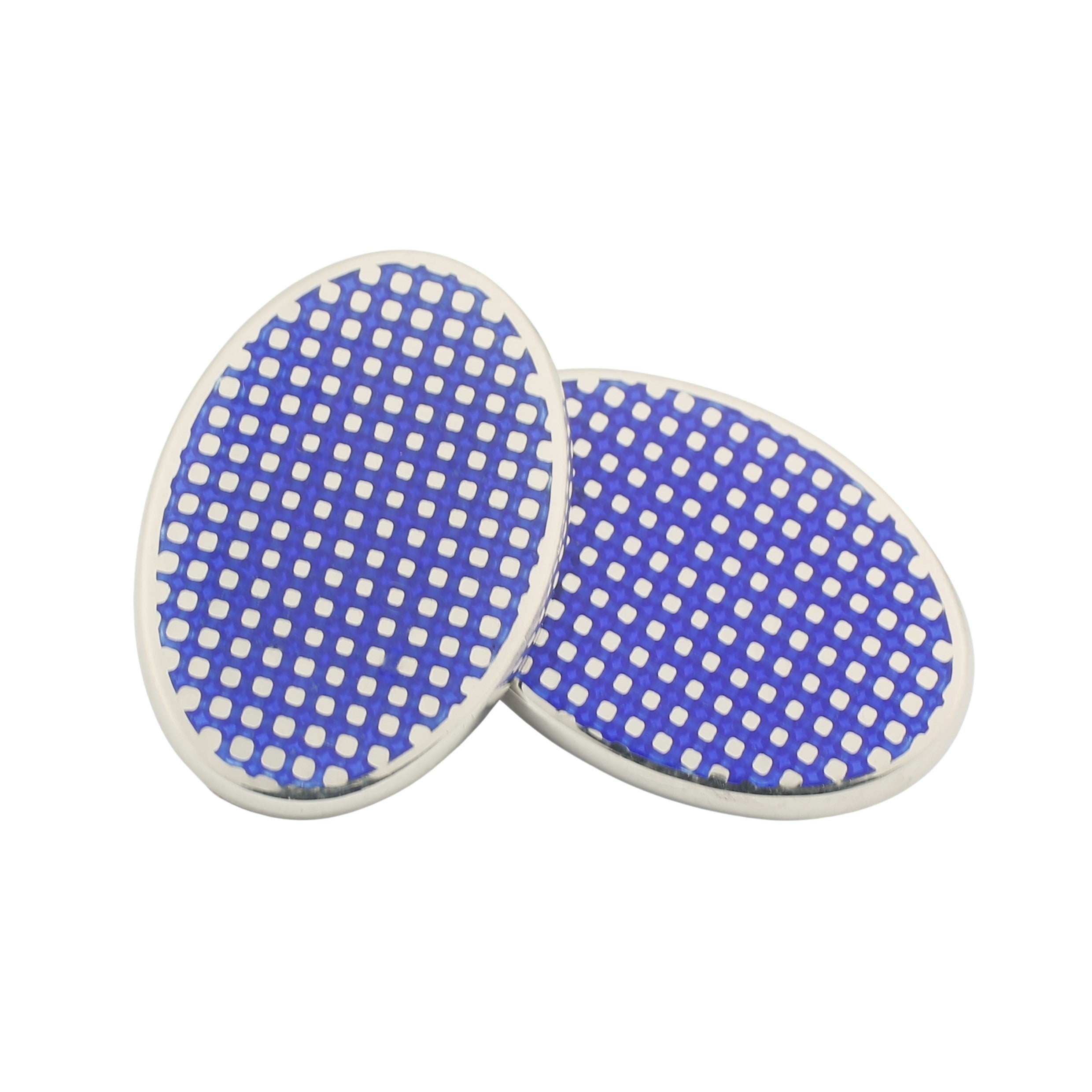 graph blue enamel solid hallmarked sterling silver cufflinks - main