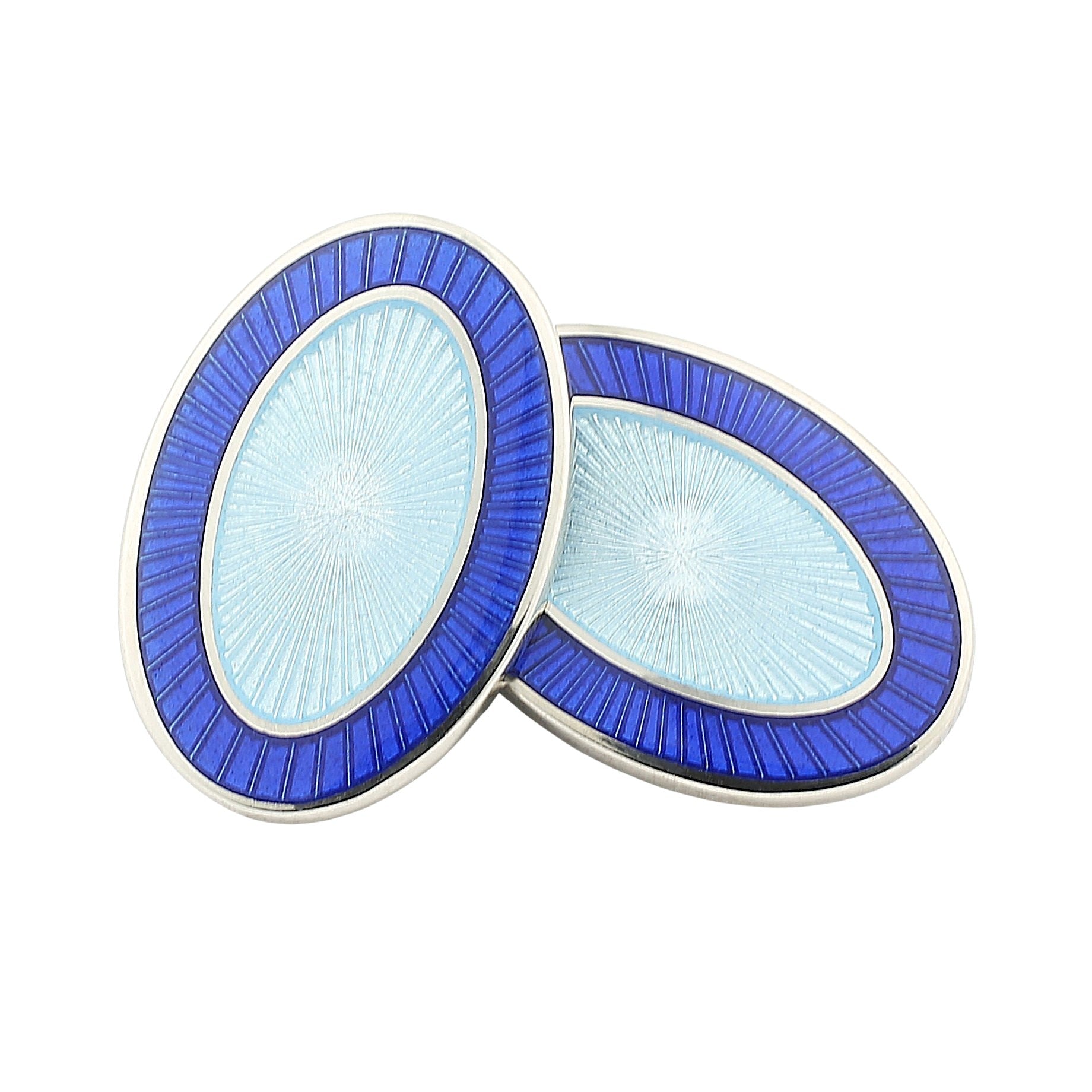 double oval blue/light blue sterling silver cufflinks - main