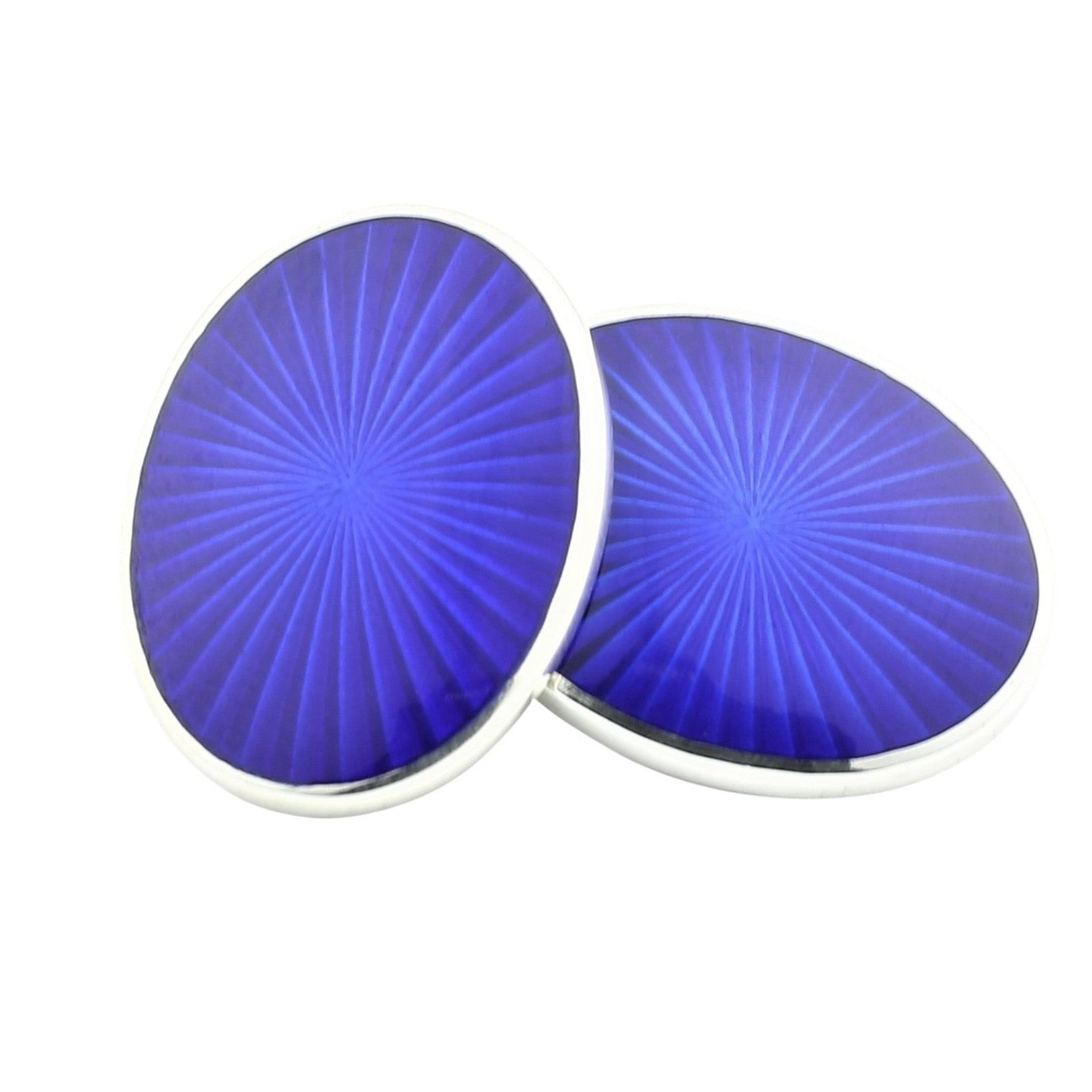 STARBURST BLUE ENAMEL sterling silver CUFFLINKS - main