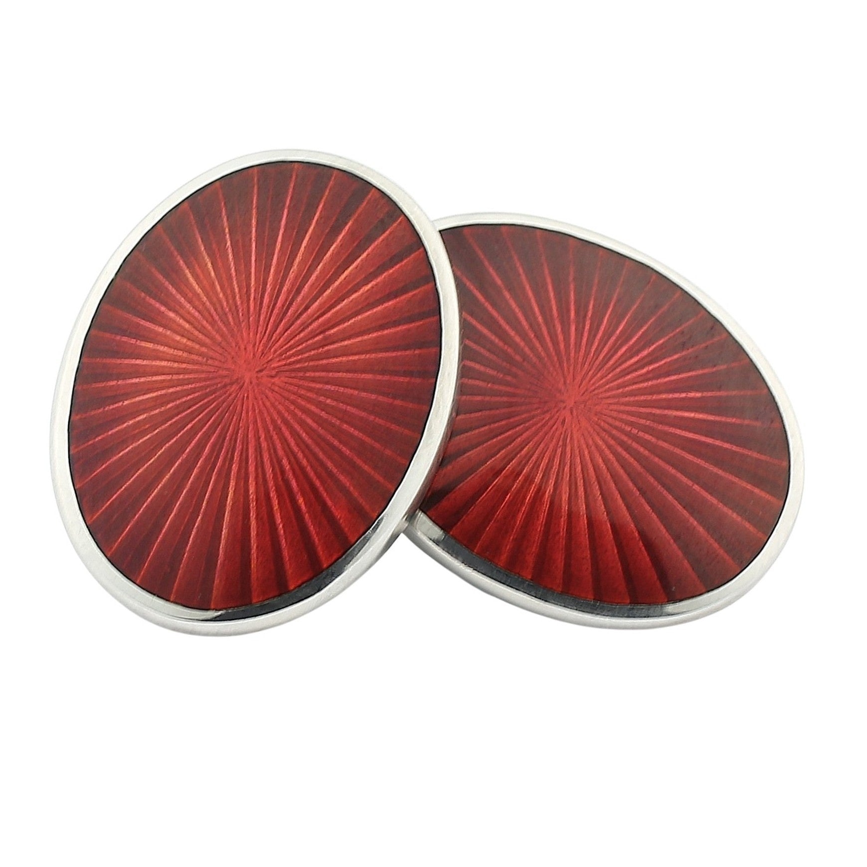 STARBURST RED ENAMEL sterling silver DRESS SET - links
