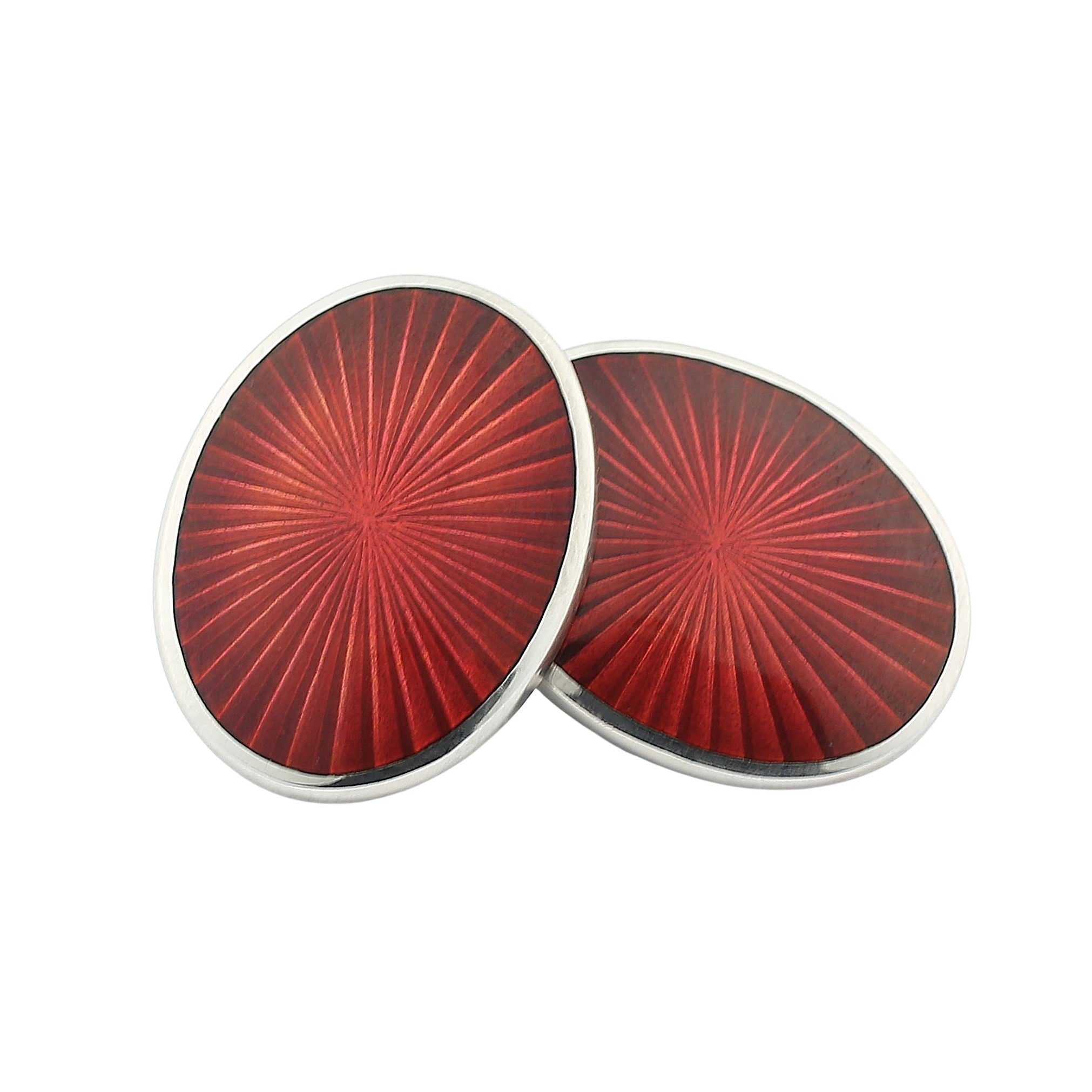 STARBURST RED ENAMEL sterling silver CUFFLINKS - main