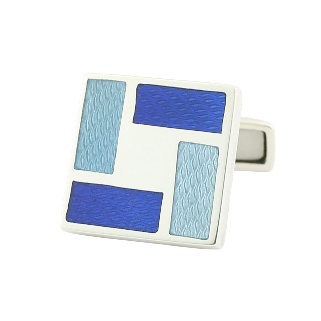 "PARQUET tile" shades of blue ENAMELLED sterling silver CUFFLINKS - main