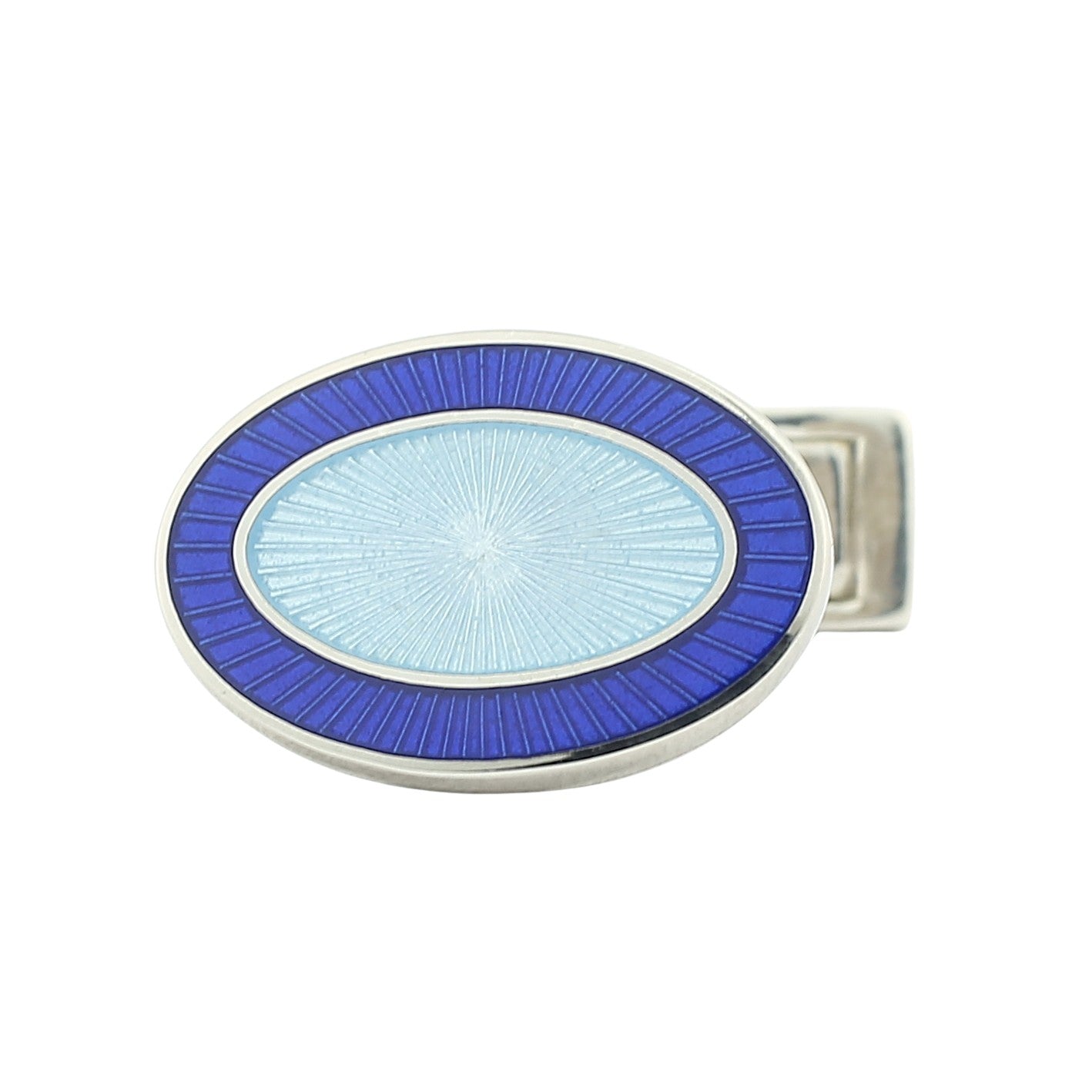 double oval dark blue/light blue enamel sterling silver t-bar cufflinks - main