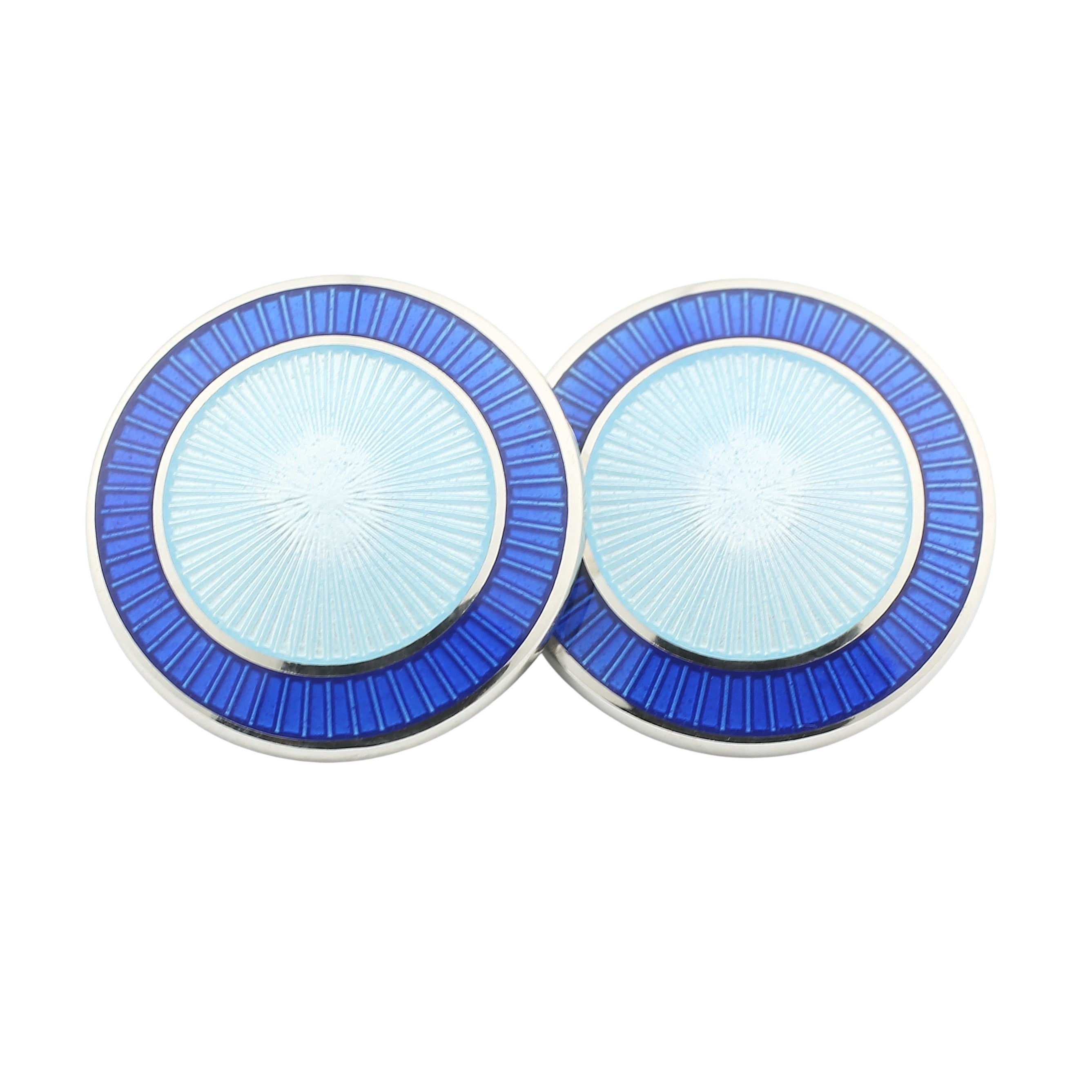 double circle blue/light blue enamel sterling silver cufflinks - main