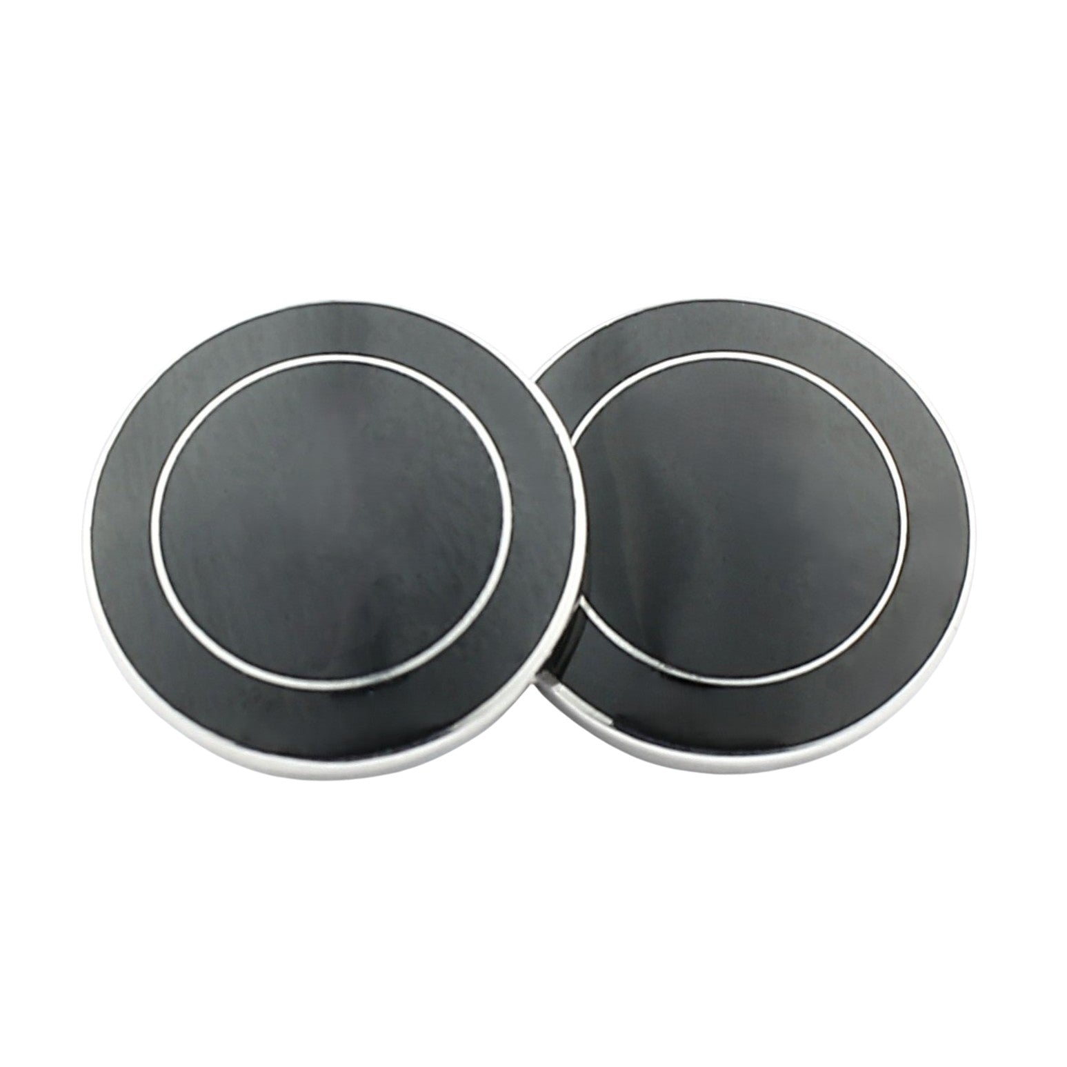 double circle black/black enamel sterling silver cufflinks - main