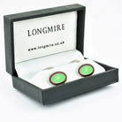 double oval chocolate brown/mint green cufflinks - boxed