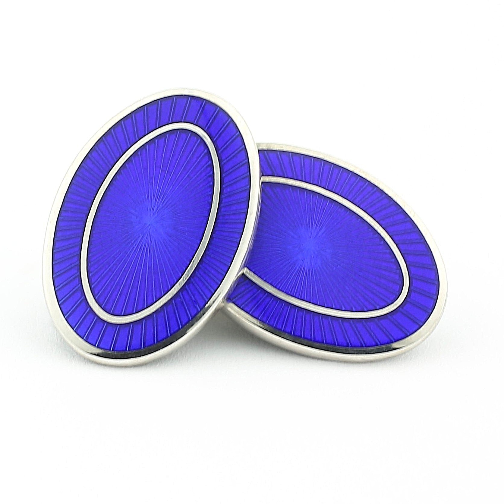 DOUBLE OVAL royal blue/ royal blue ENAMEL sterling silver CUFFLINKS - main