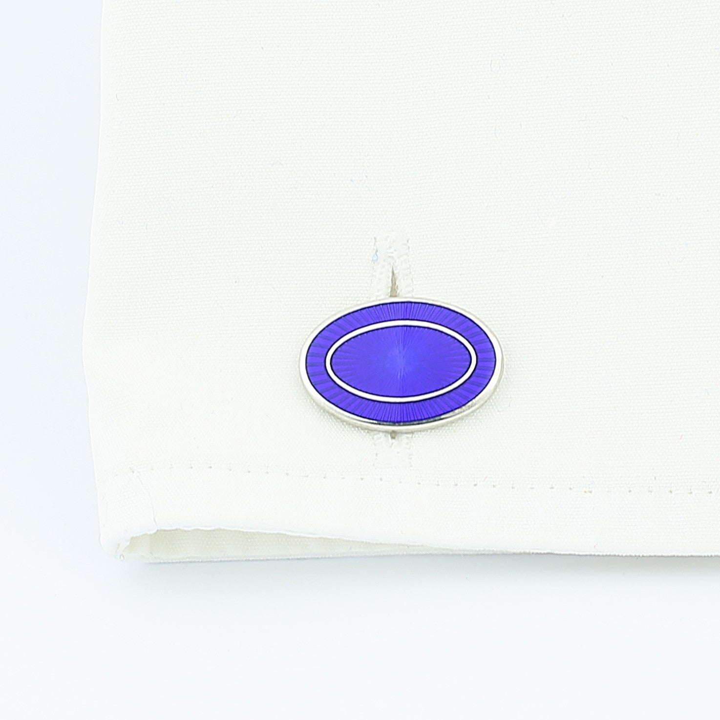 DOUBLE OVAL royal blue/ royal blue ENAMEL sterling silver CUFFLINKS - cuff