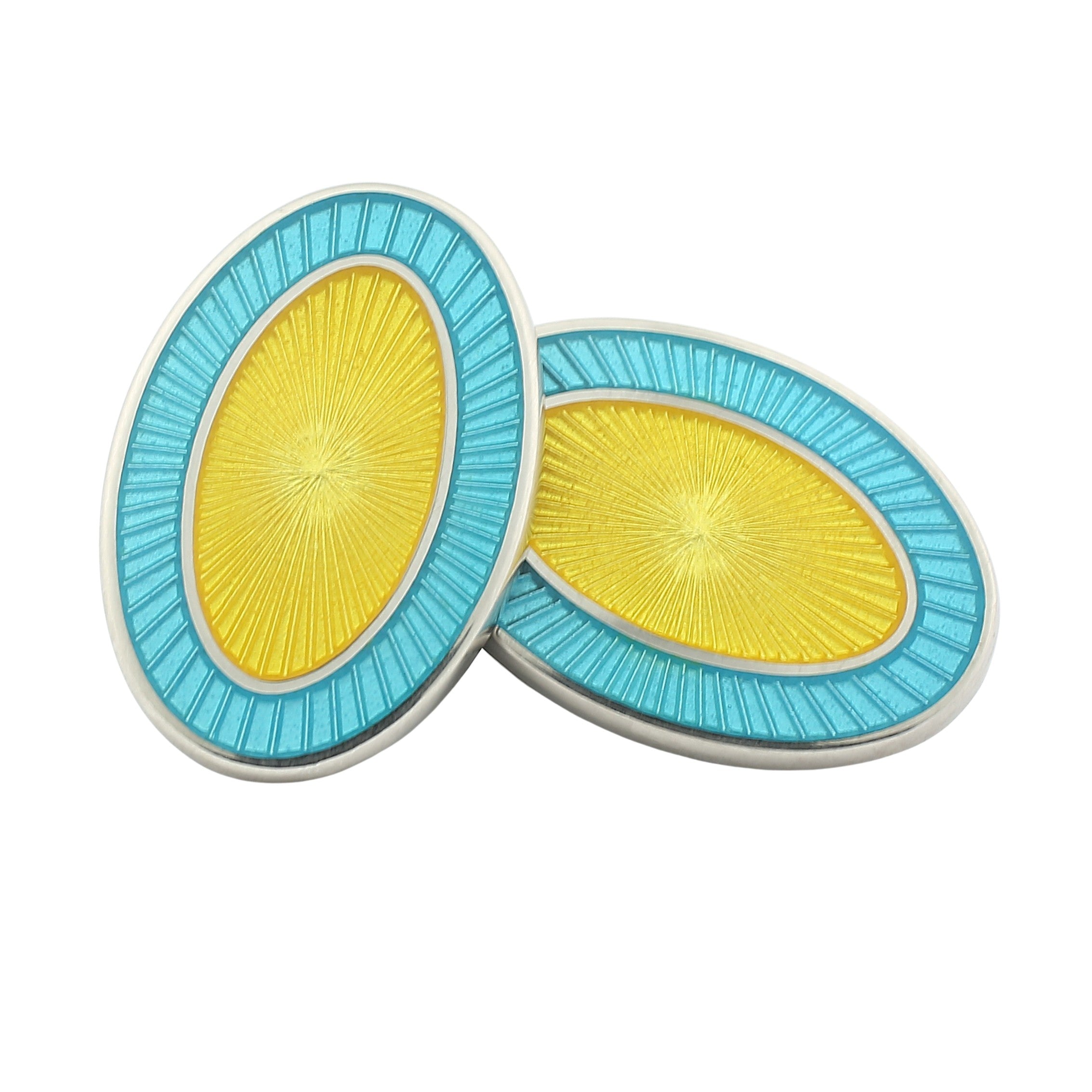 double oval aquamarine/summer yellow sterling silver cufflinks - main