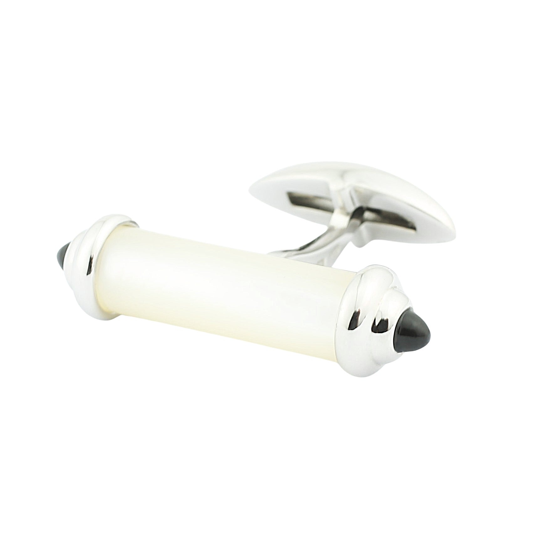 mother of pearl and onyx baton sterling silver cufflinks - main