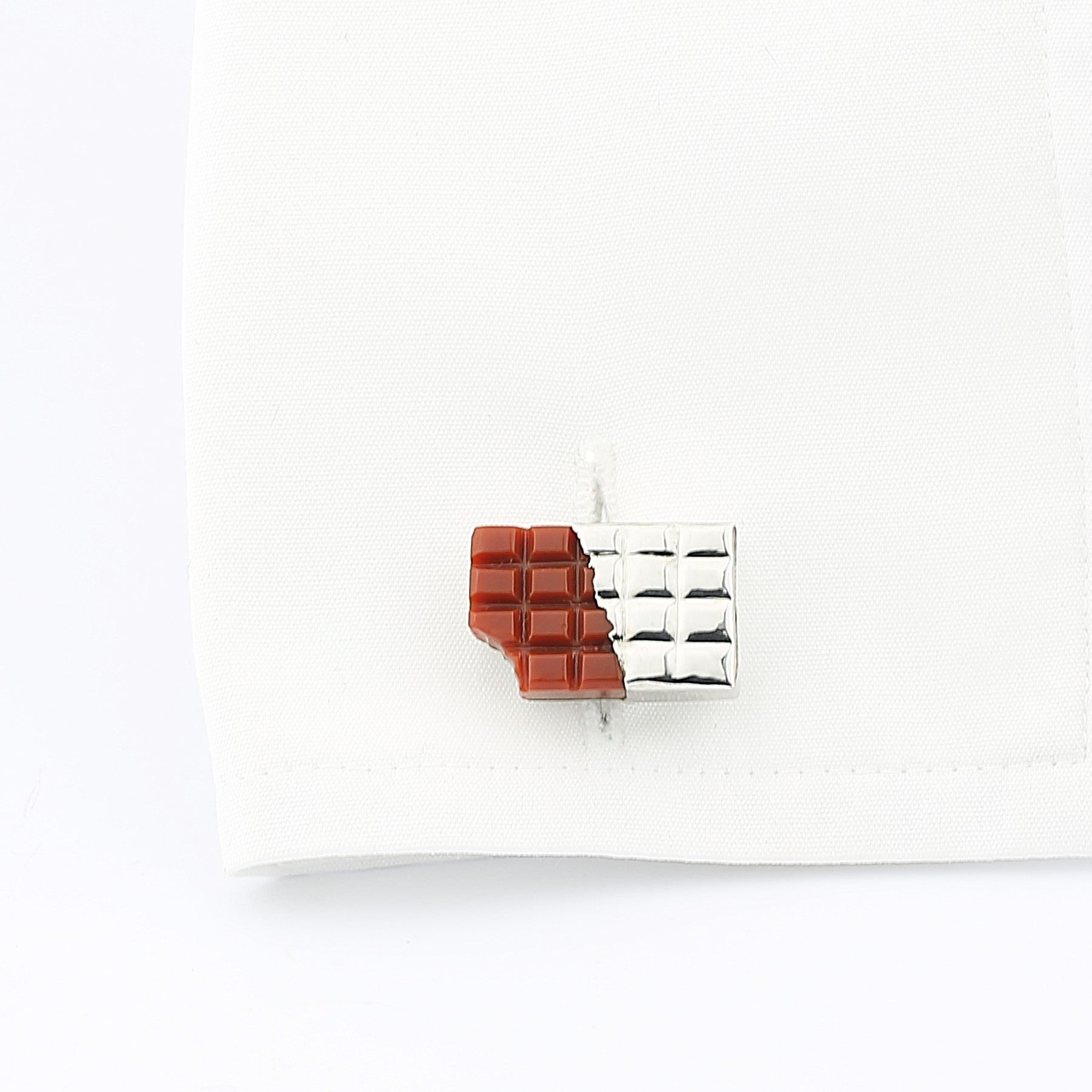 milk chocolate bar agate sterling silver cufflinks - cuff