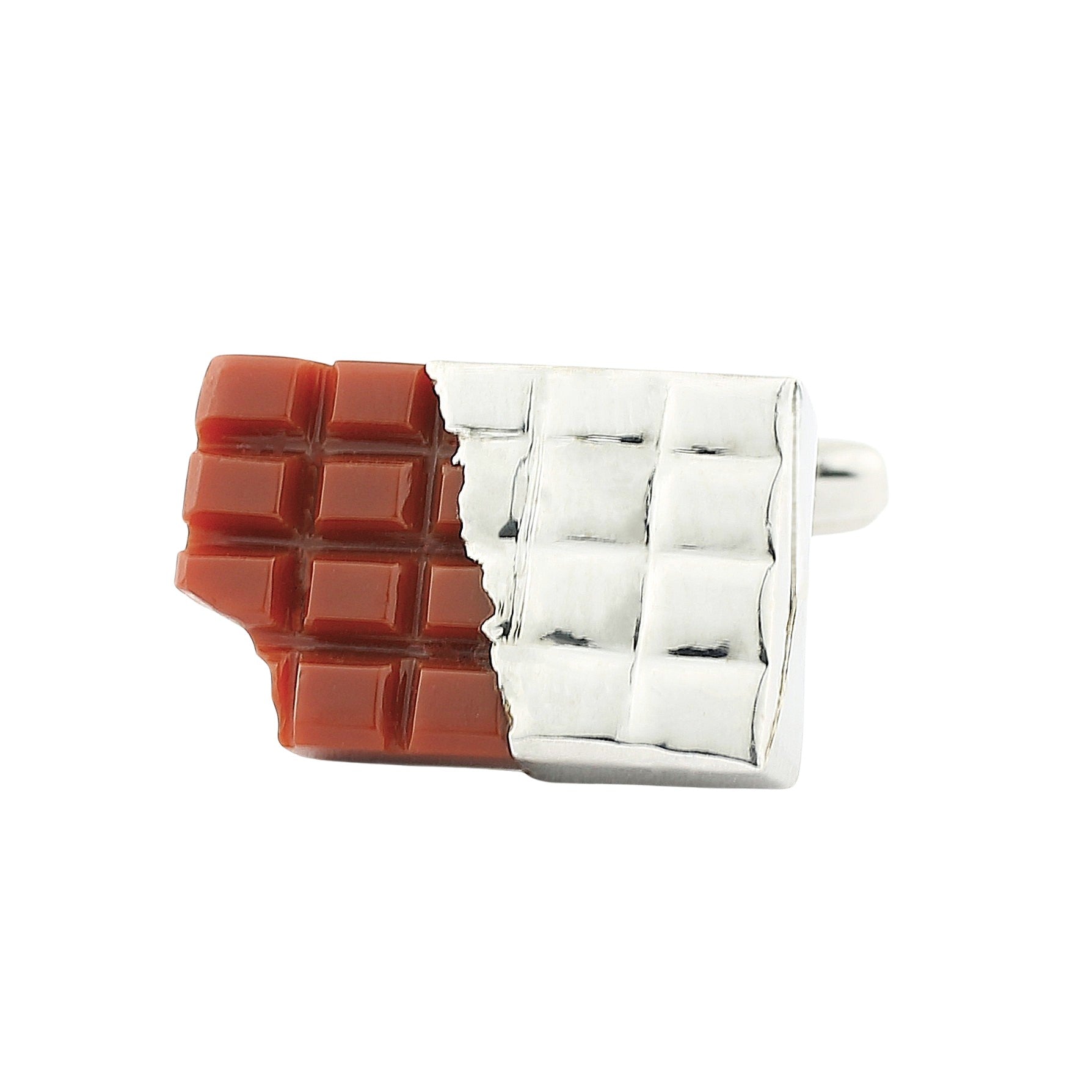 milk chocolate bar agate sterling silver cufflinks - main