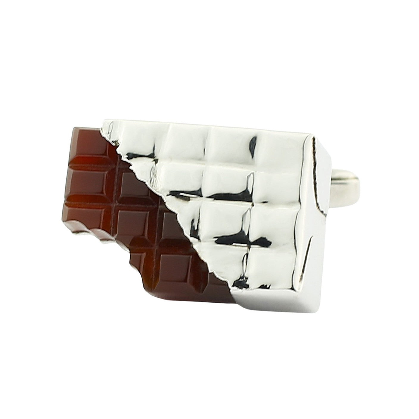 dark chocolate bar agate sterling silver cufflinks - main