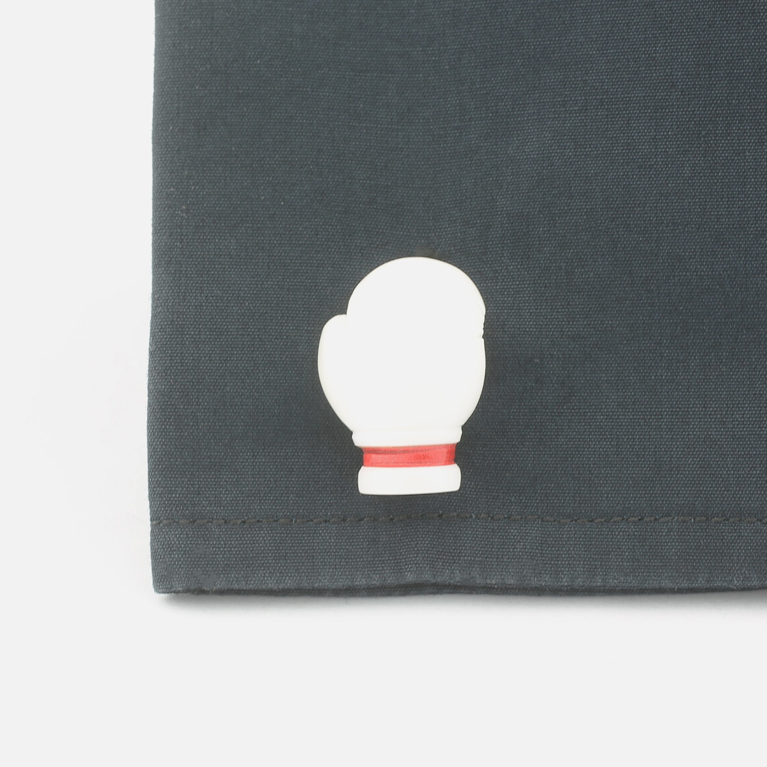 boxing glove cufflinks cacholong & coral - cuff