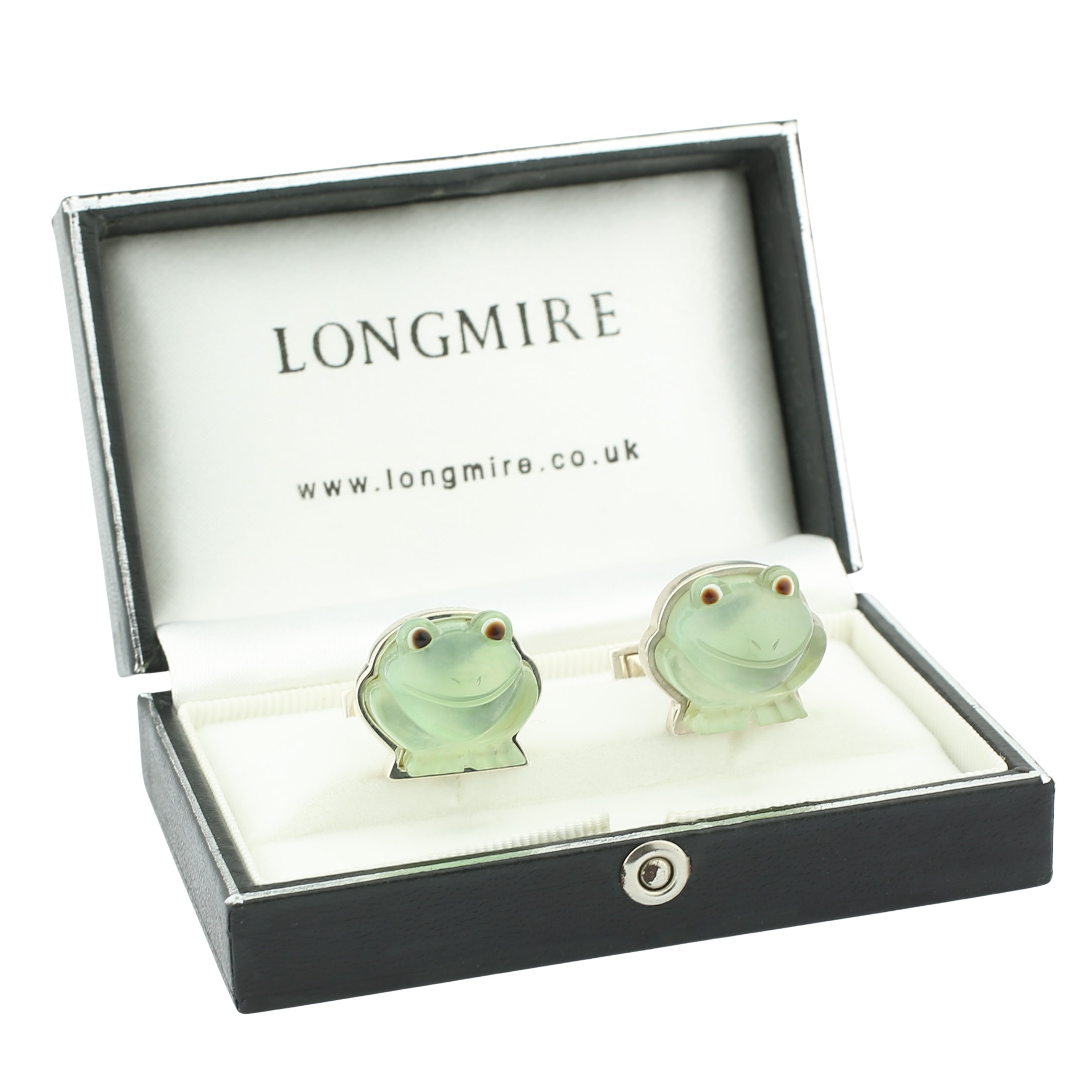 smiling frog prasoilote sterling silver cufflinks - boxed