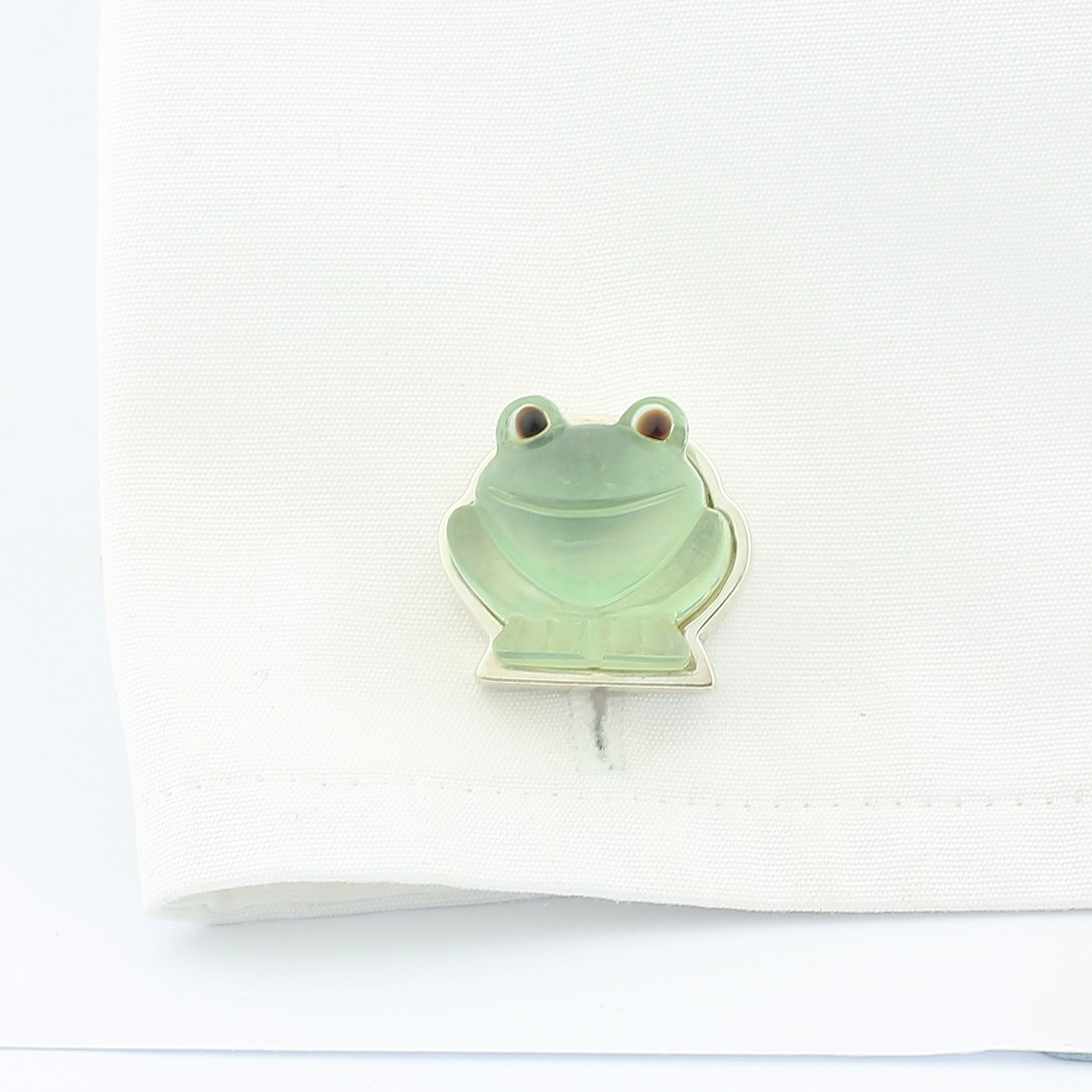 smiling frog prasoilote sterling silver cufflinks - cuff