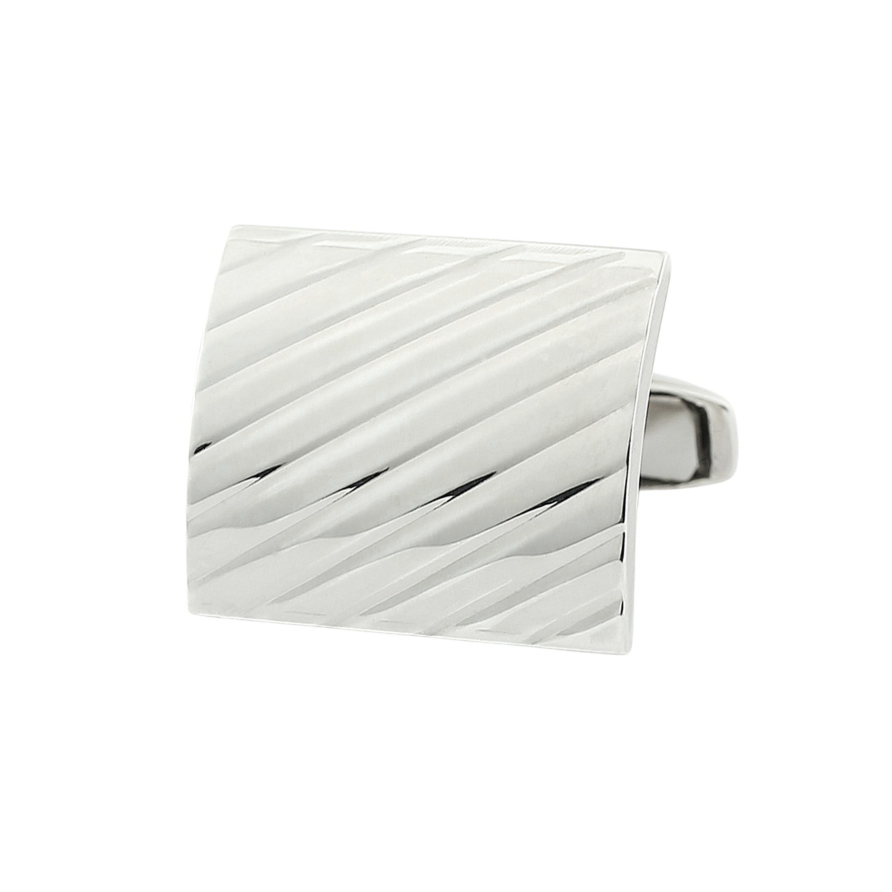 horizontal oblong curved sterling silver cufflinks - main