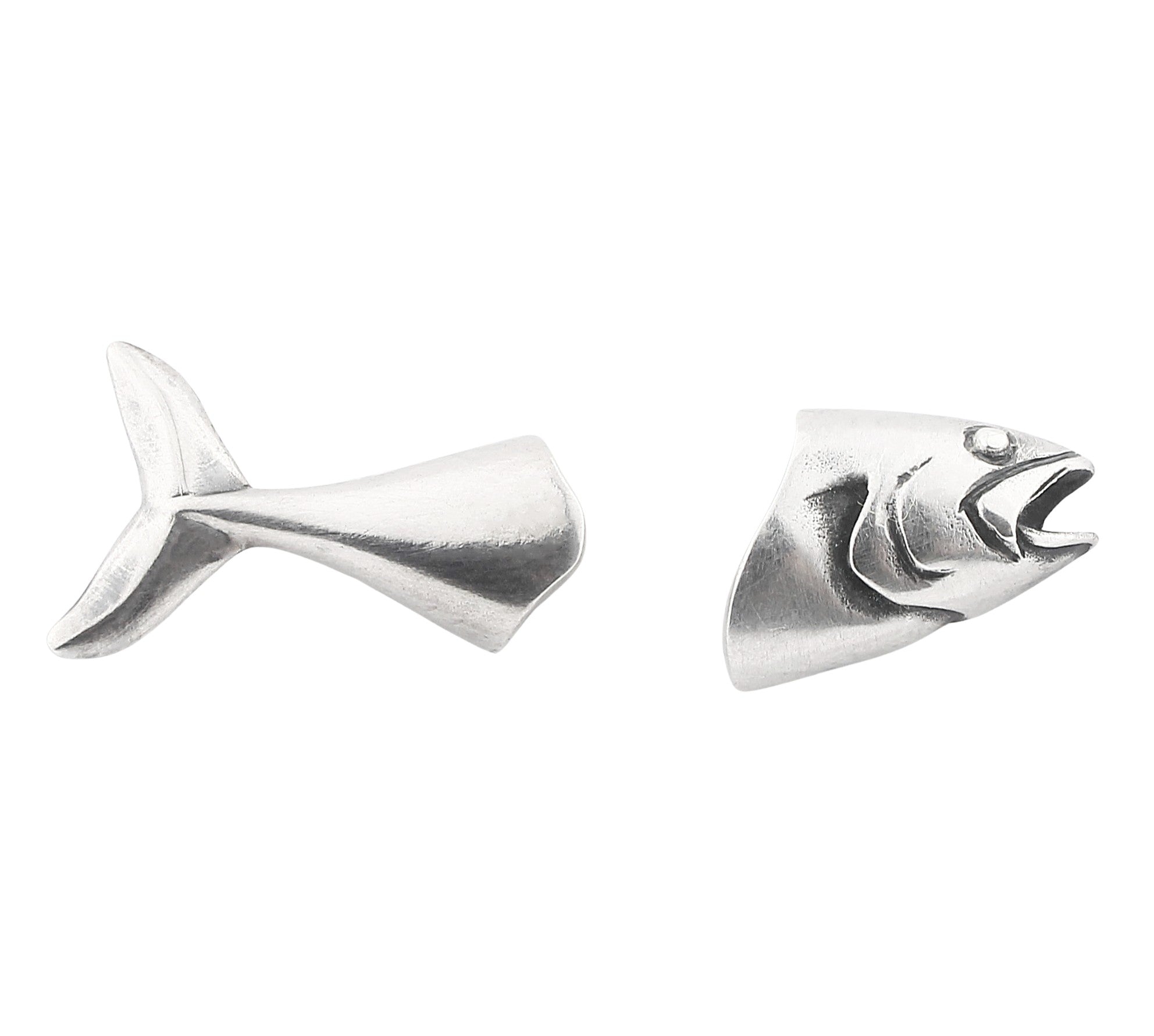 fish head & tail sterling silver cufflinks - main