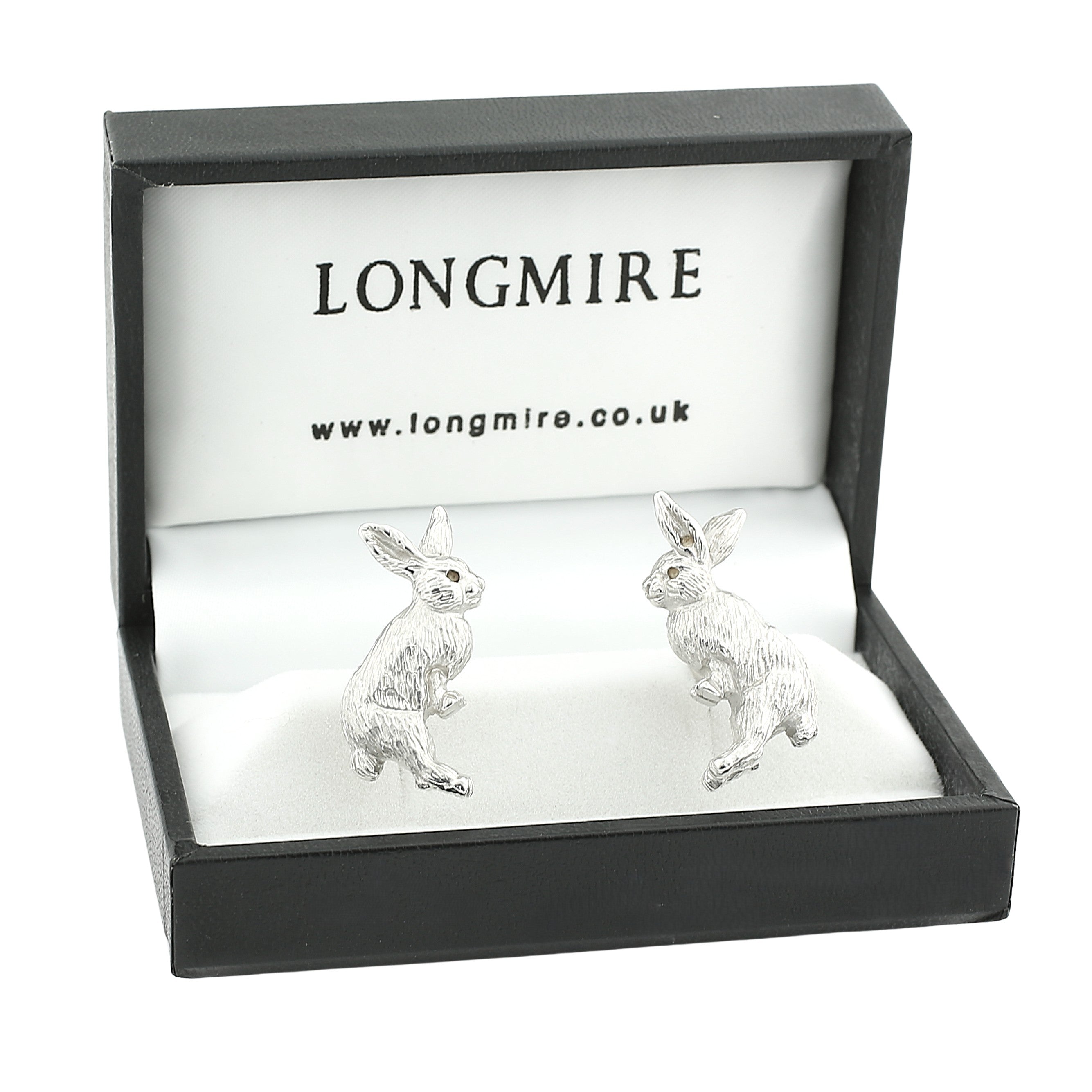 rabbit upstanding sterling silver cufflinks - boxed