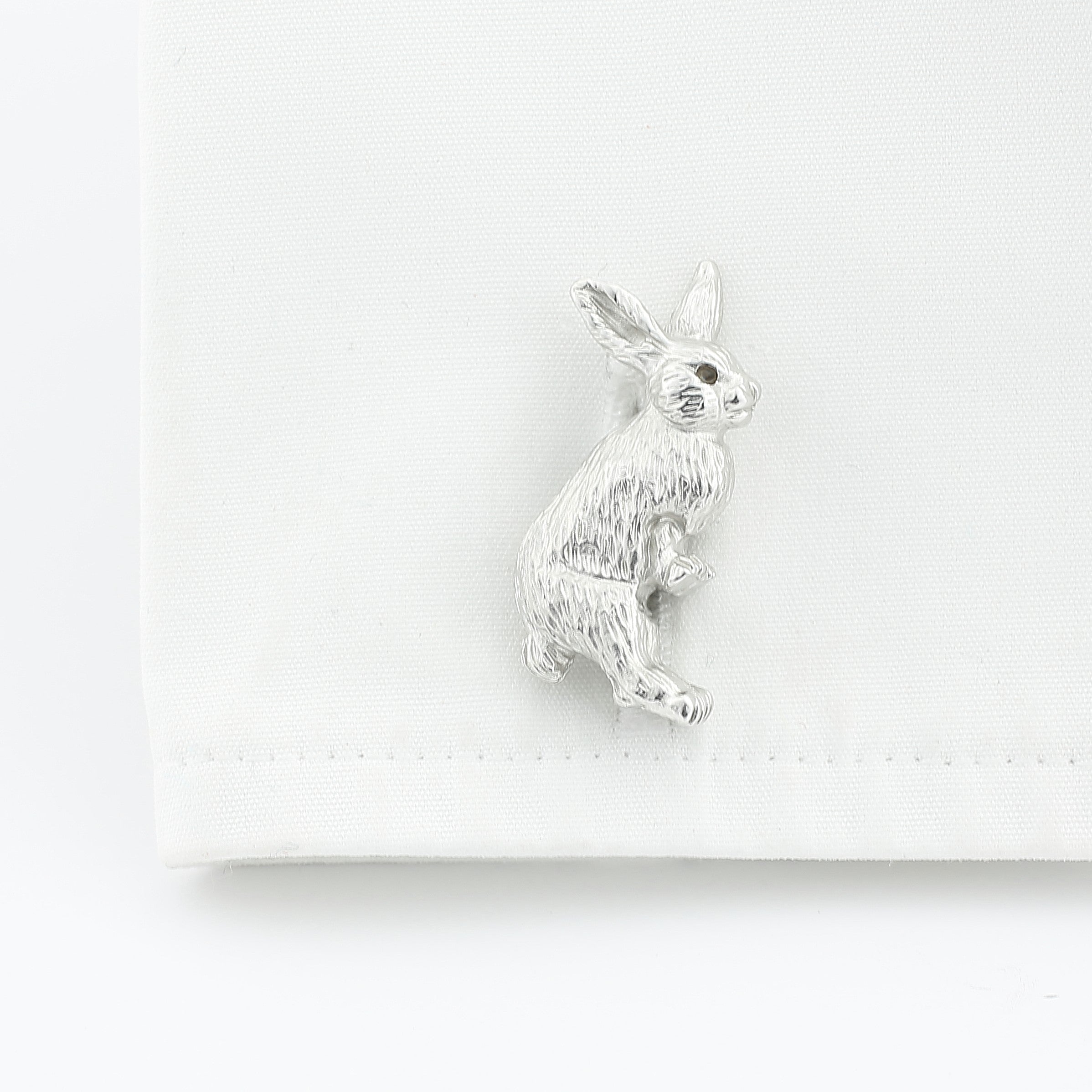 rabbit upstanding sterling silver cufflinks - cuff